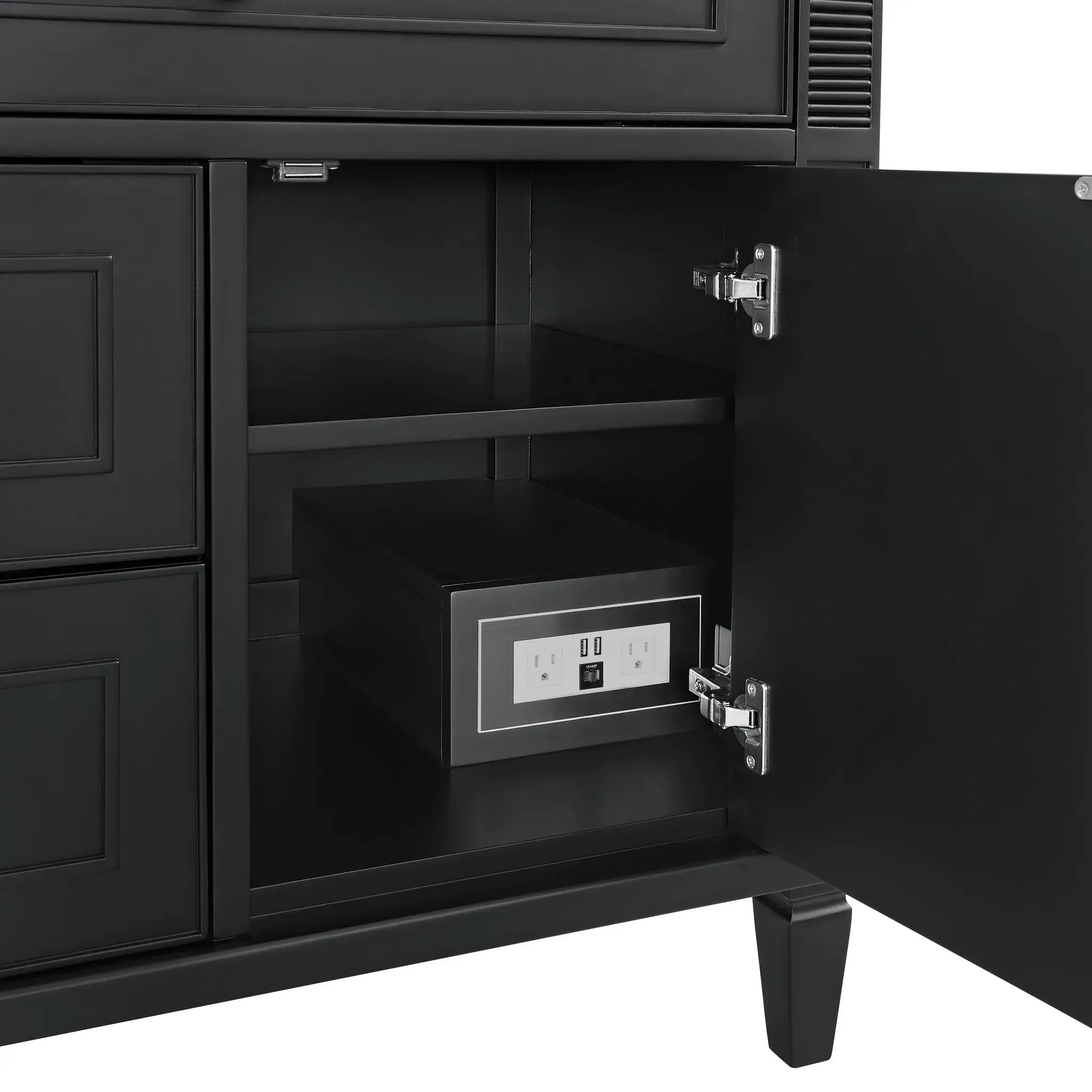 36" Lorelai Single Vanity in Black Onyx-Eternal Jasmine Pearl Silestone-8" Widespread image 11