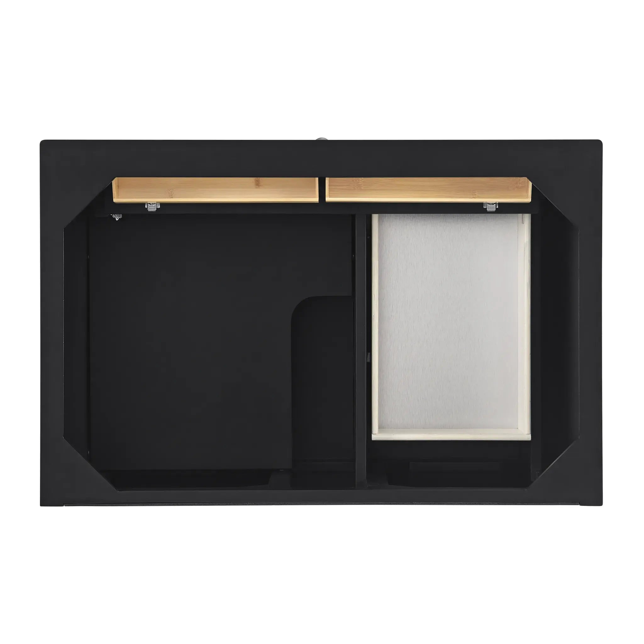 36" Lorelai Single Vanity in Black Onyx-Eternal Jasmine Pearl Silestone-8" Widespread image 5