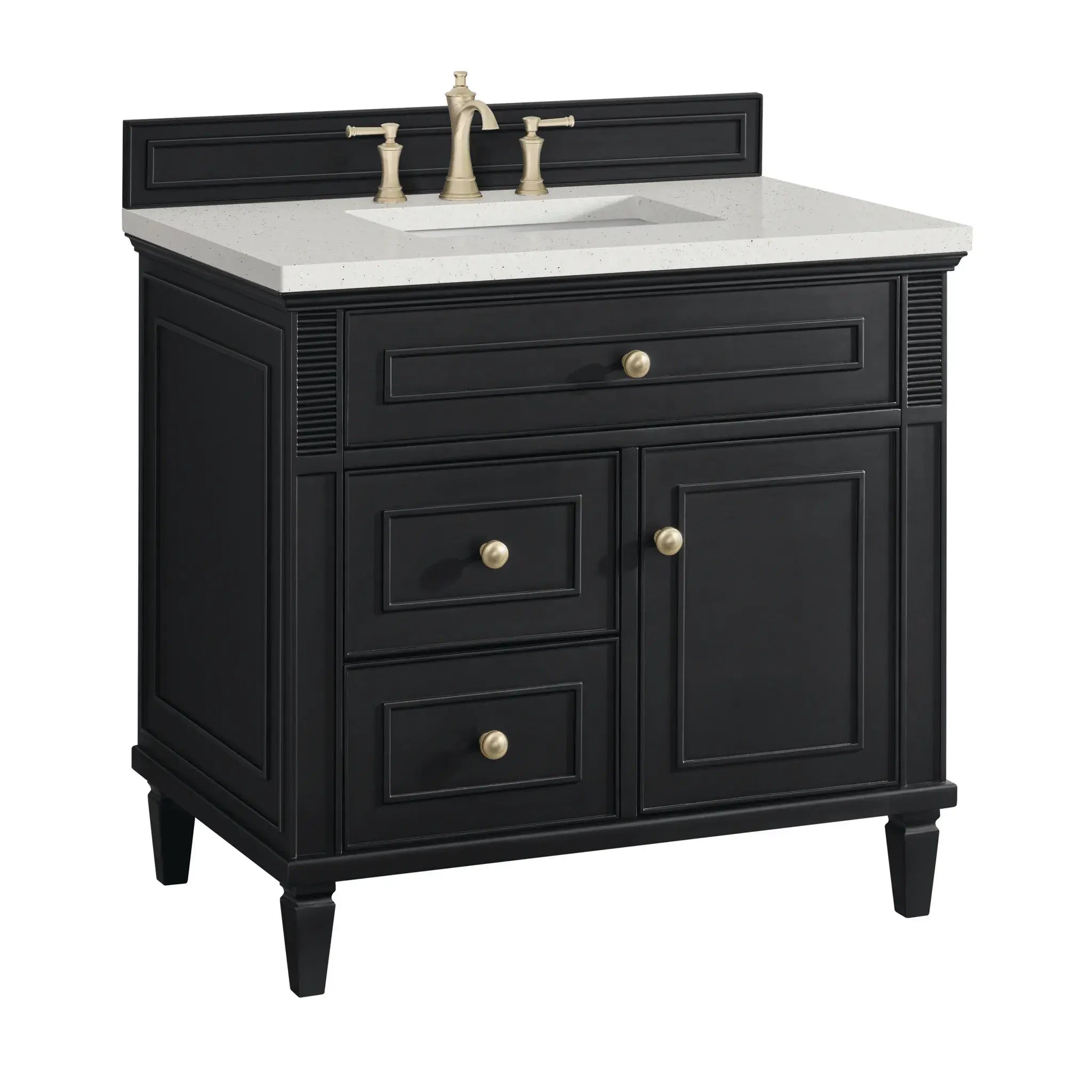 36" Lorelai Single Vanity in Black Onyx-Lime Delight Silestone-8" Widespread image 9