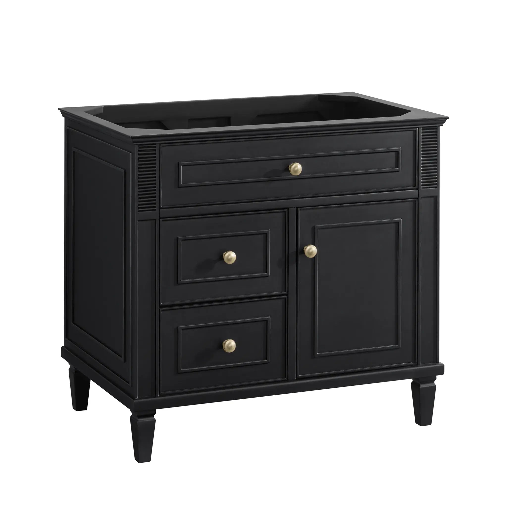 36" Lorelai Single Vanity in Black Onyx-White Zeus Silestone-8" Widespread image 1