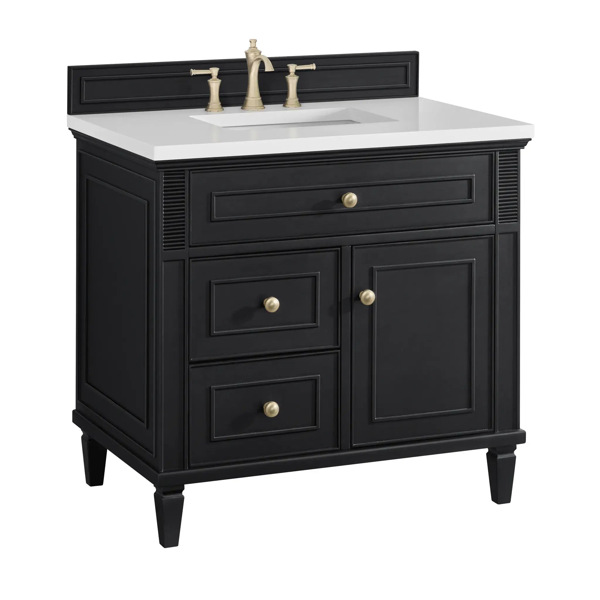 36" Lorelai Single Vanity in Black Onyx-White Zeus Silestone-8" Widespread image 11