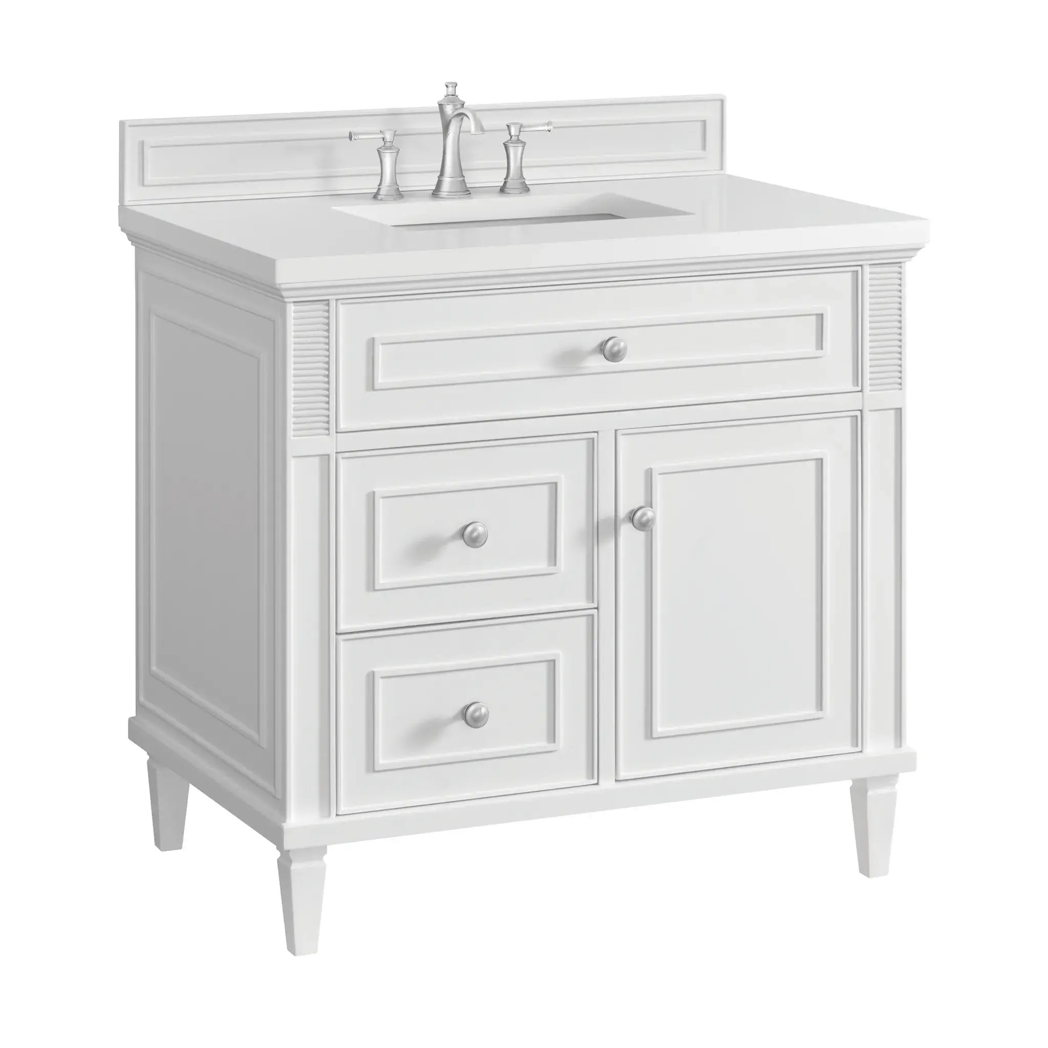 36" Lorelai Single Vanity in Bright White-Cabinet Only-Not Available image 4