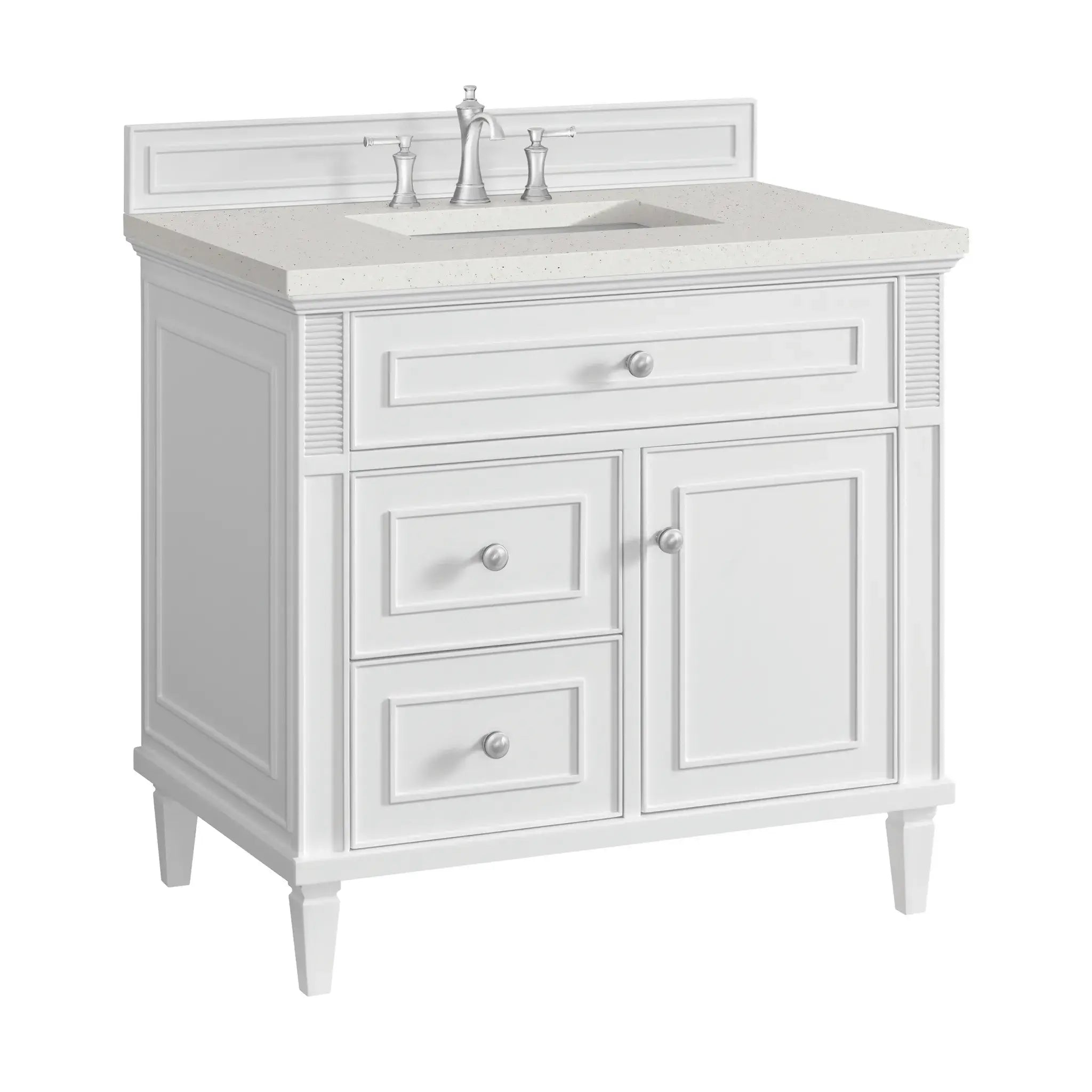 36" Lorelai Single Vanity in Bright White-Lime Delight Silestone-8" Widespread image 9