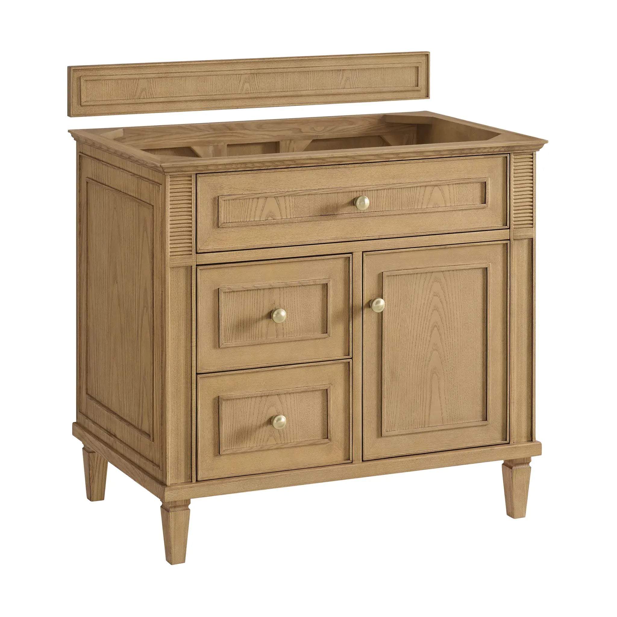 36" Lorelai Single Vanity in Light Natural Oak-Carrara White Marble-8" Widespread image 1