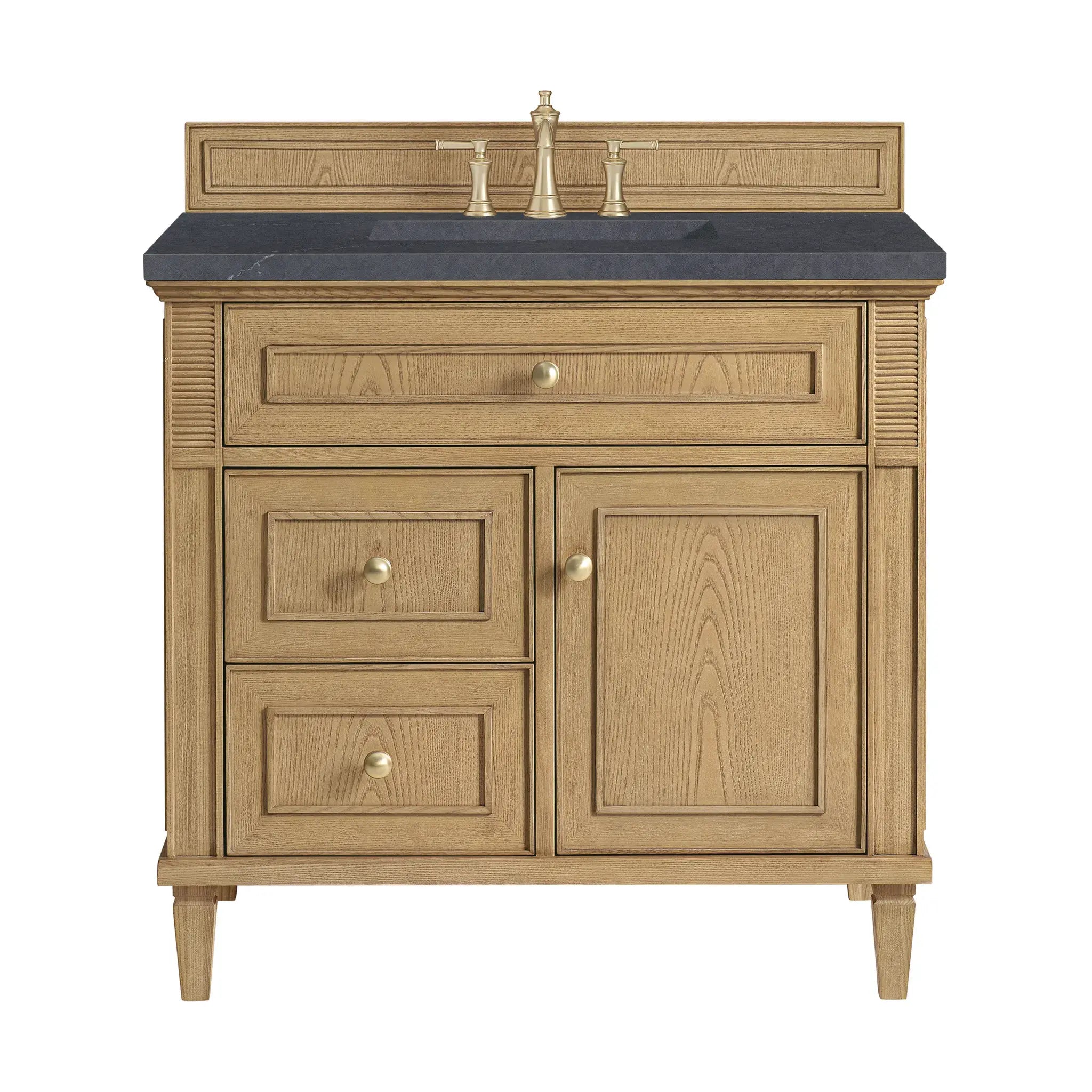 36" Lorelai Single Vanity in Light Natural Oak-Charcoal Soapstone Silestone-8" Widespread image