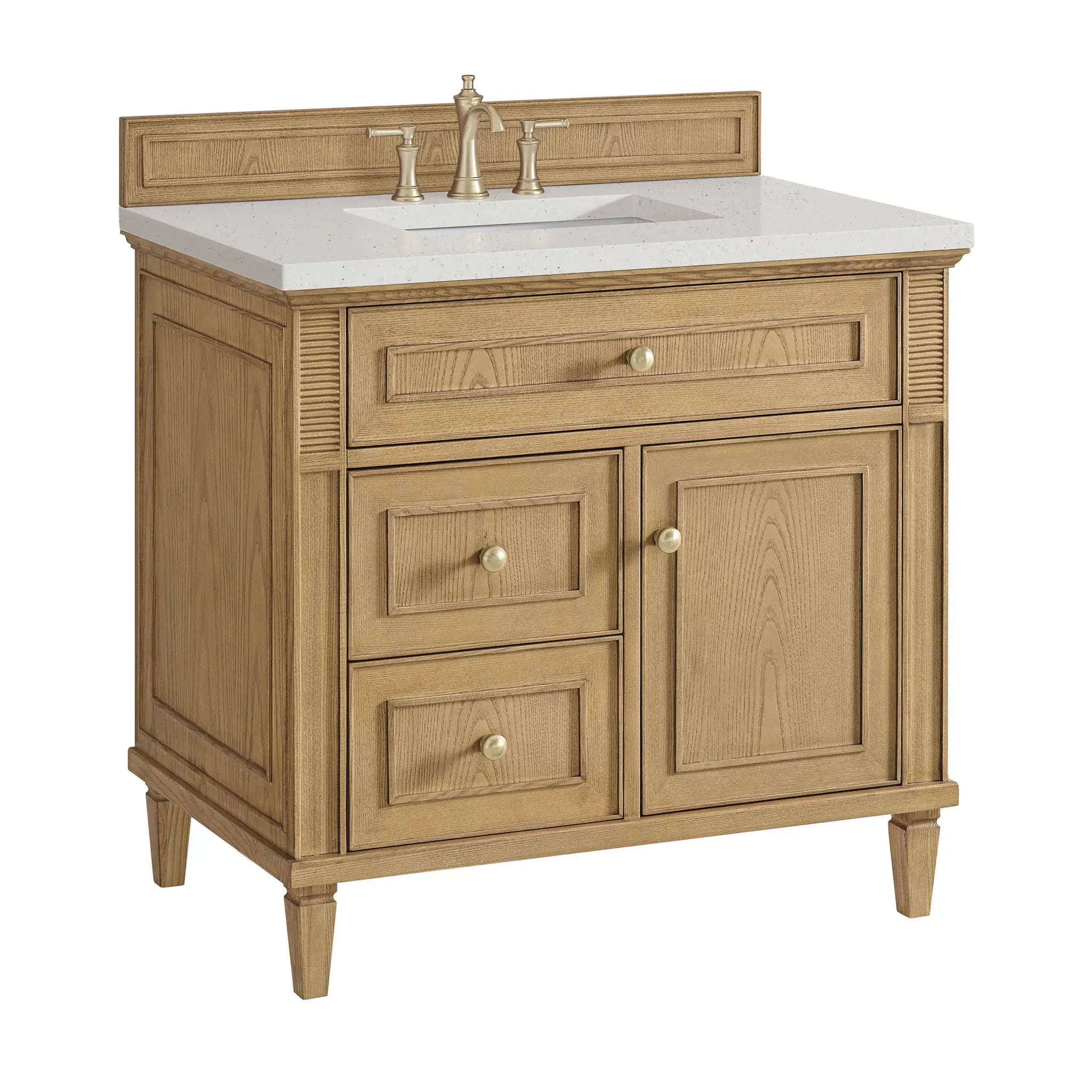 36" Lorelai Single Vanity in Light Natural Oak-Lime Delight Silestone-8" Widespread image 9