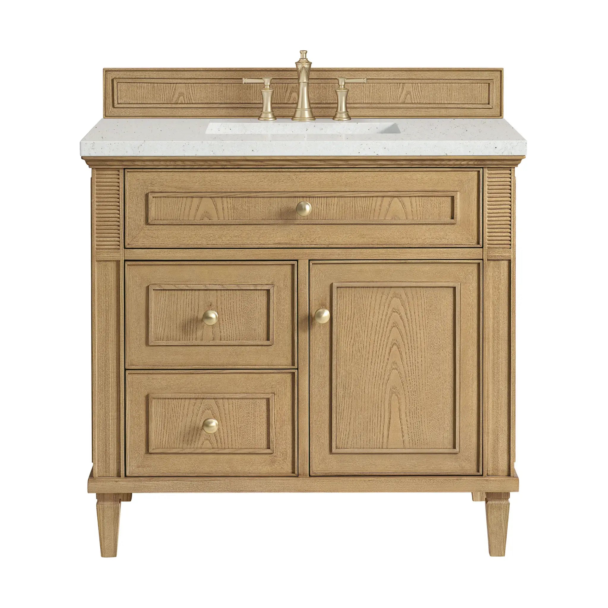 36" Lorelai Single Vanity in Light Natural Oak-Lime Delight Silestone-8" Widespread image