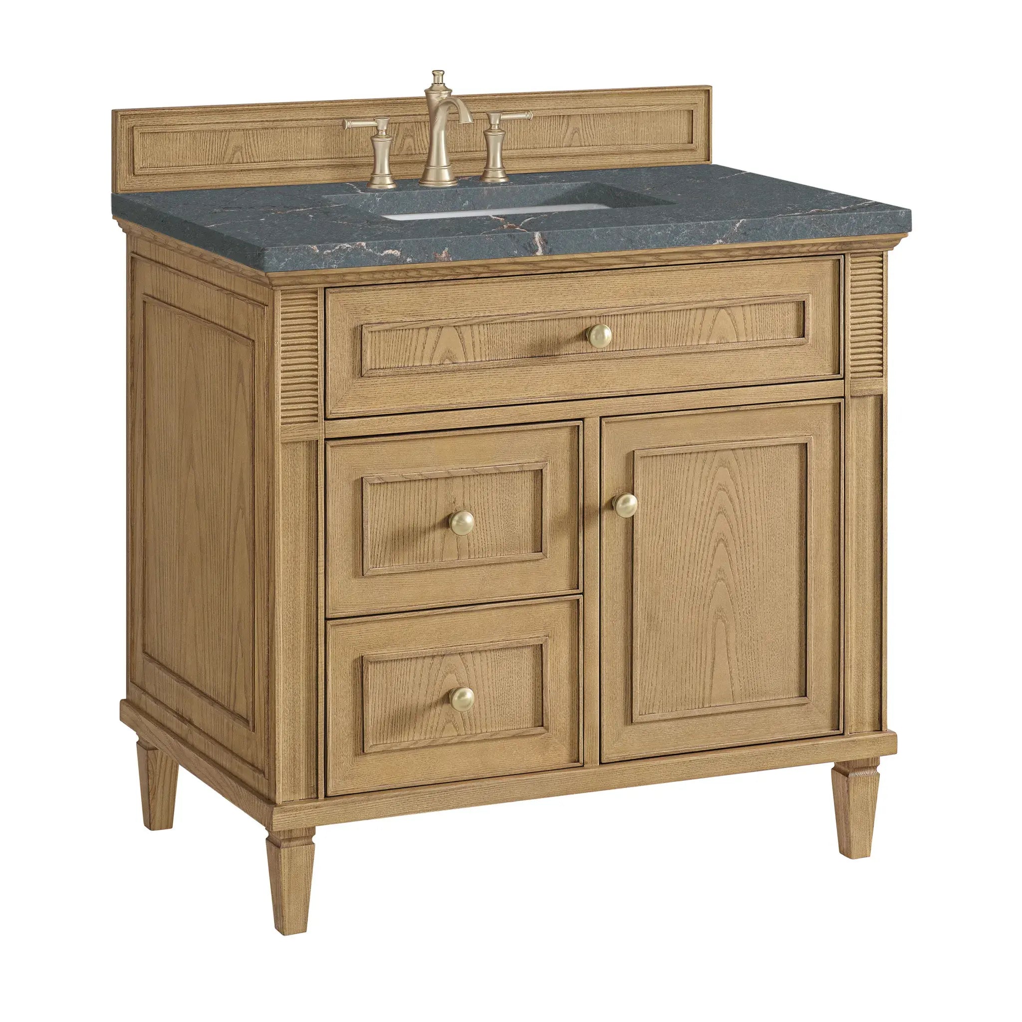 36" Lorelai Single Vanity in Light Natural Oak-Parisien Bleu Silestone-8" Widespread image 9