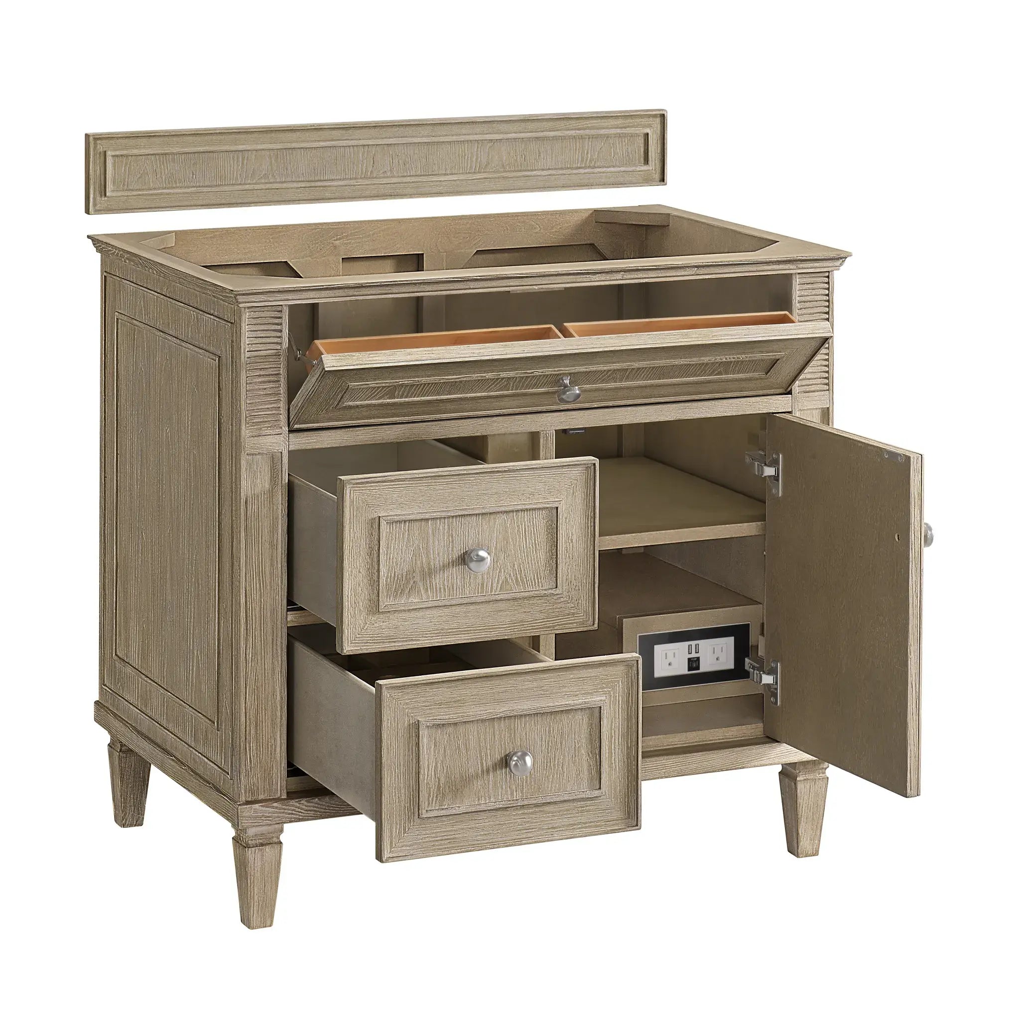 36" Lorelai Single Vanity in Whitewashed Oak-Lime Delight Silestone-8" Widespread image 7