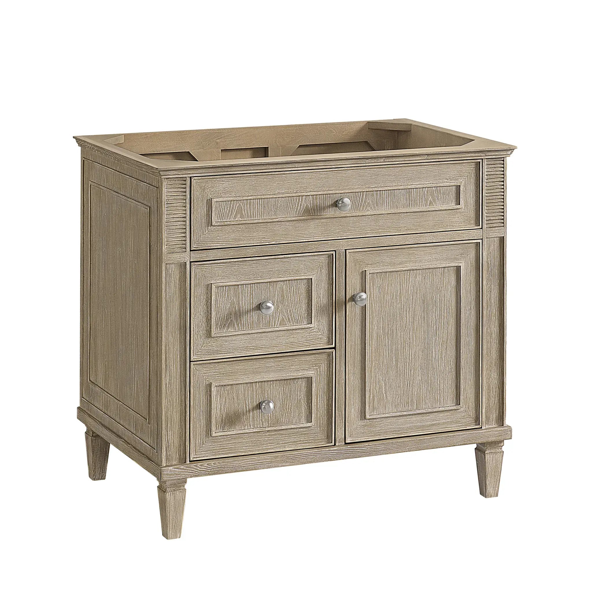 36" Lorelai Single Vanity in Whitewashed Oak-White Zeus Silestone-8" Widespread image 1