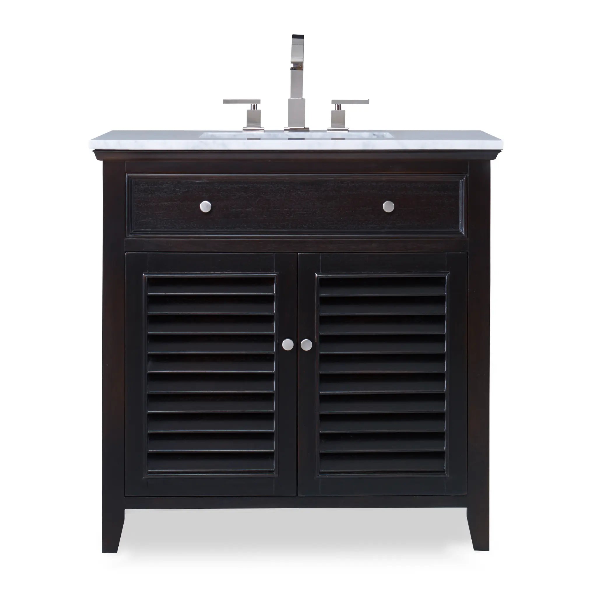 36" Louvered Sink Chest - Rubbed Raven by Ambella Home image