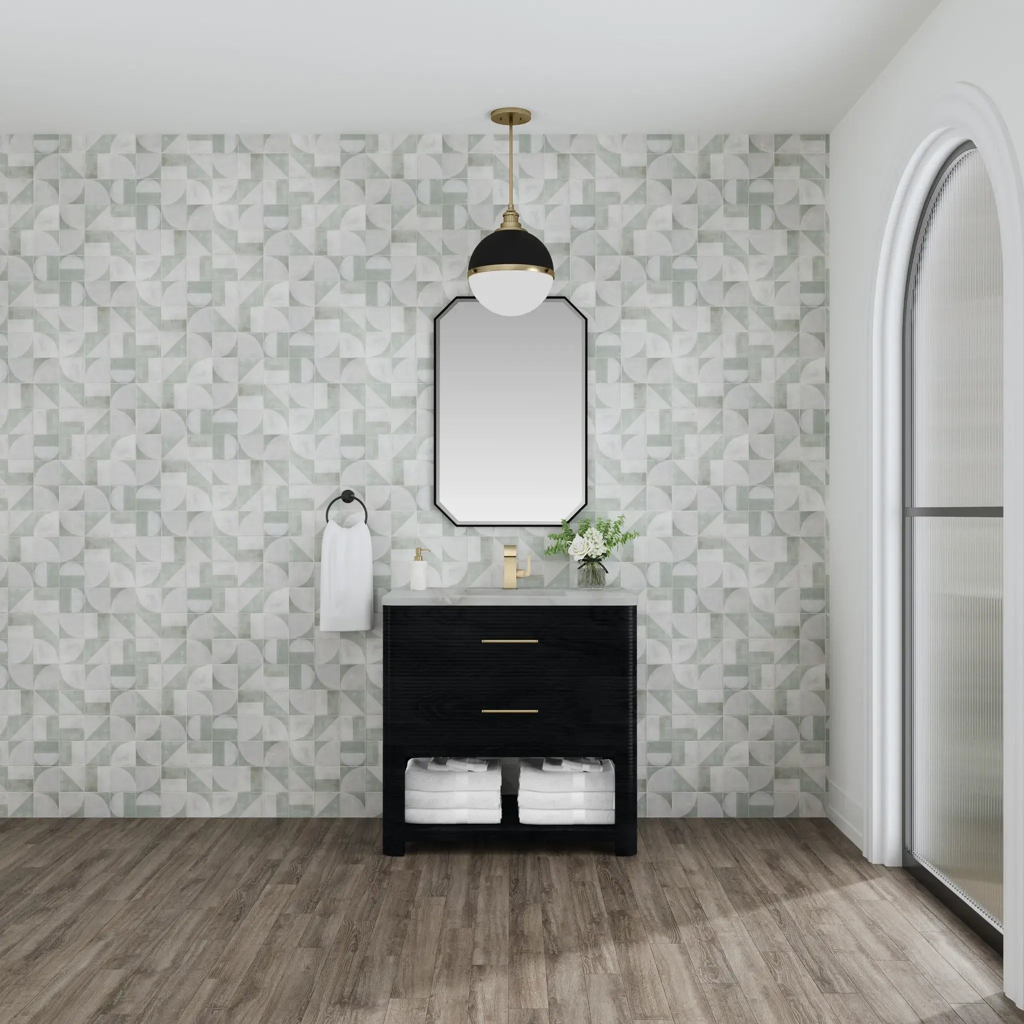 36" Lucian Single Vanity in Carbon Oak-Victorian Silver Silestone-Single Hole image 2