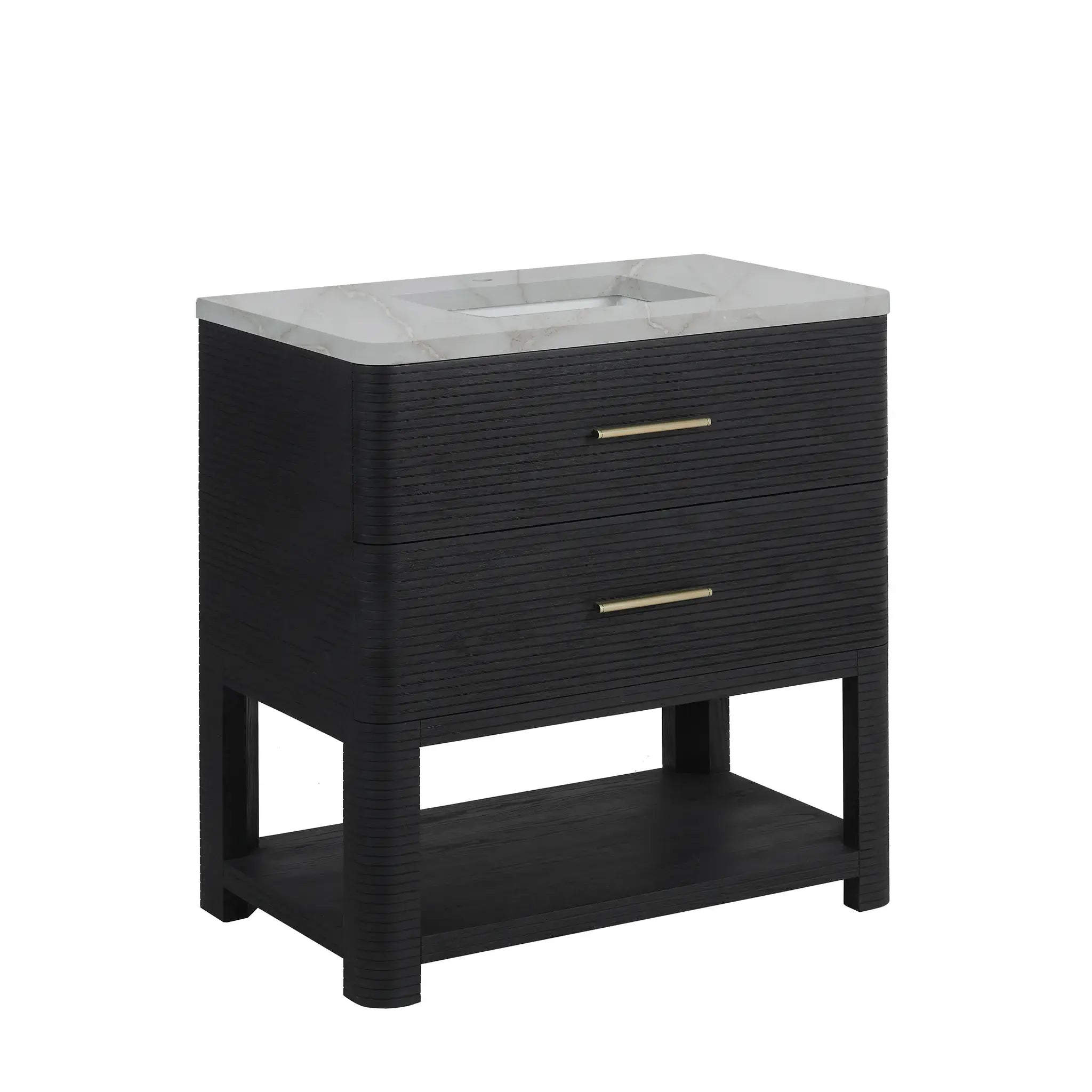 36" Lucian Single Vanity in Carbon Oak-Victorian Silver Silestone-Single Hole image 9