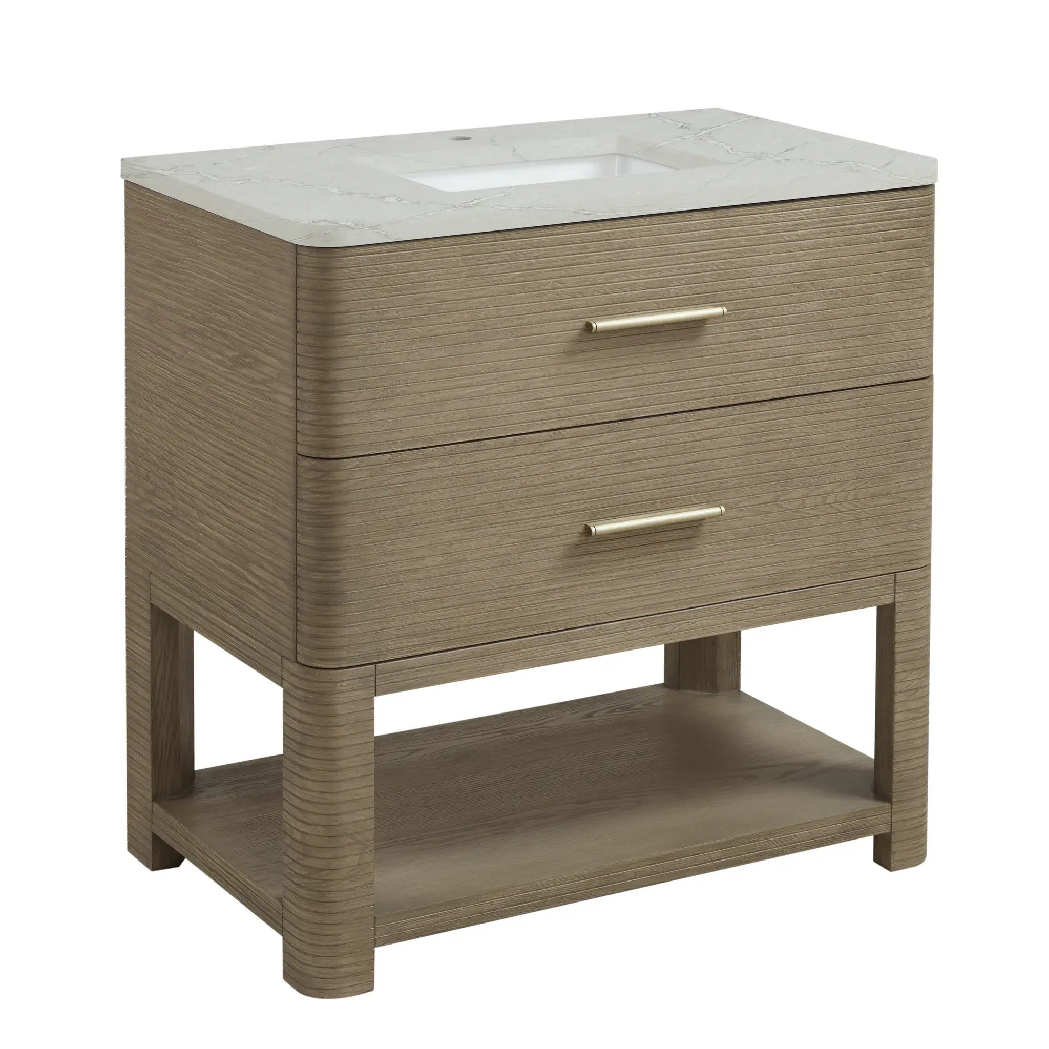 36" Lucian Single Vanity in Pebble Oak-Victorian Silver Silestone-Single Hole image 6