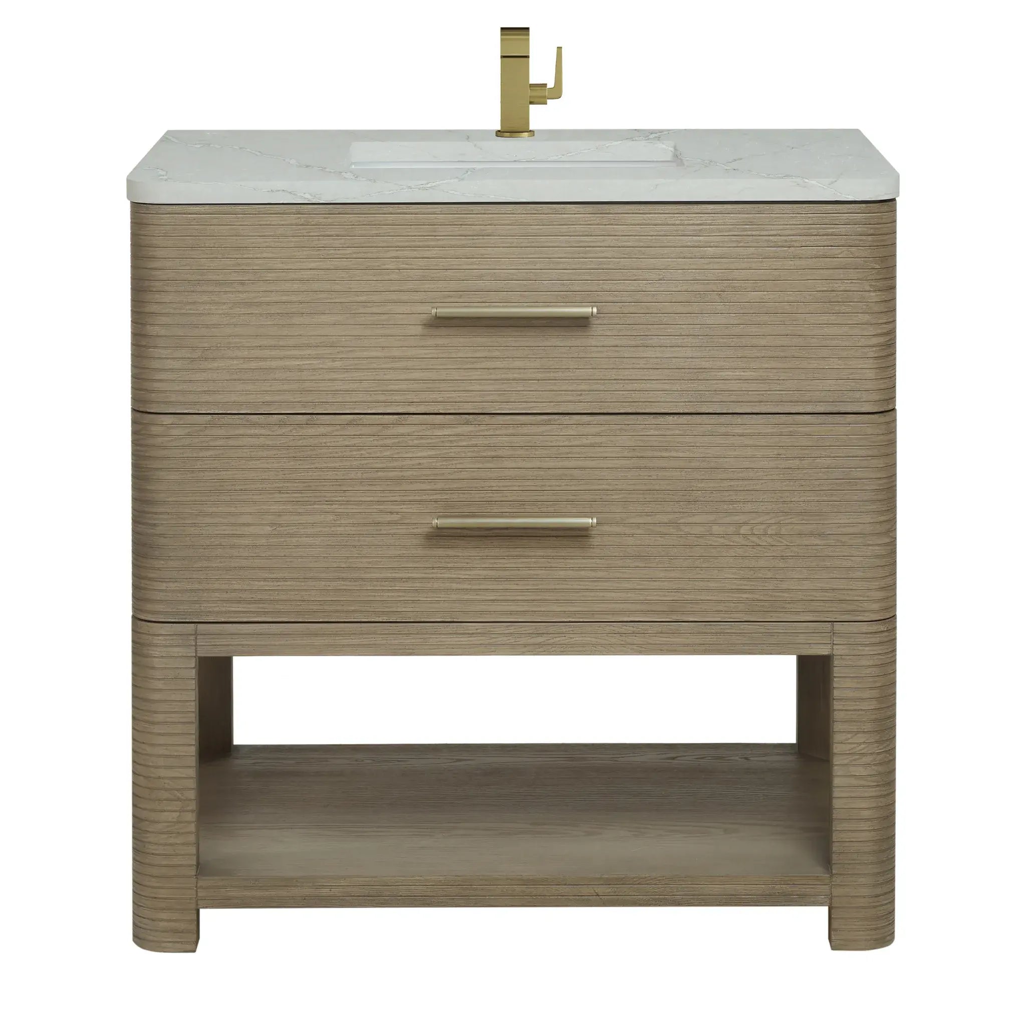 36" Lucian Single Vanity in Pebble Oak-Victorian Silver Silestone-Single Hole image
