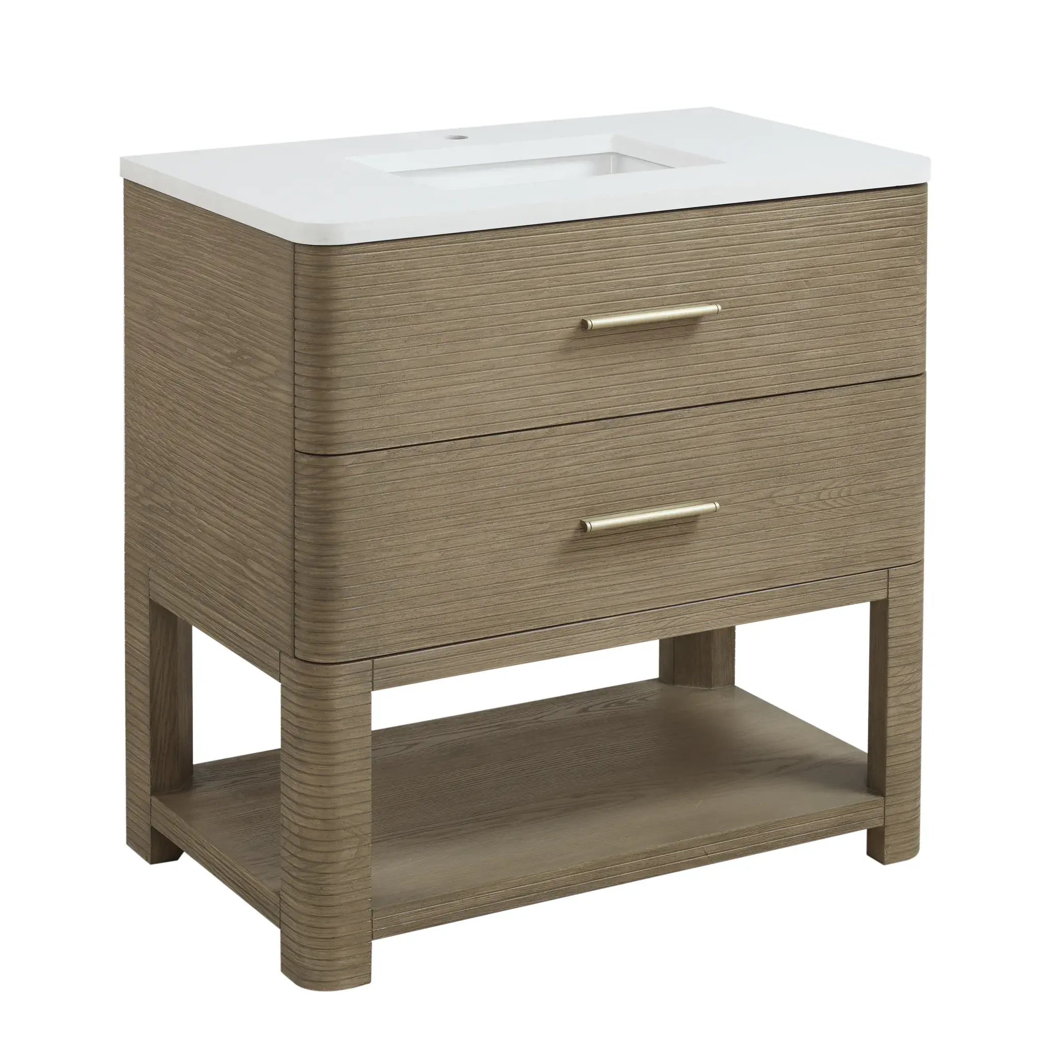 36" Lucian Single Vanity in Pebble Oak-White Zeus Silestone-Single Hole image 6