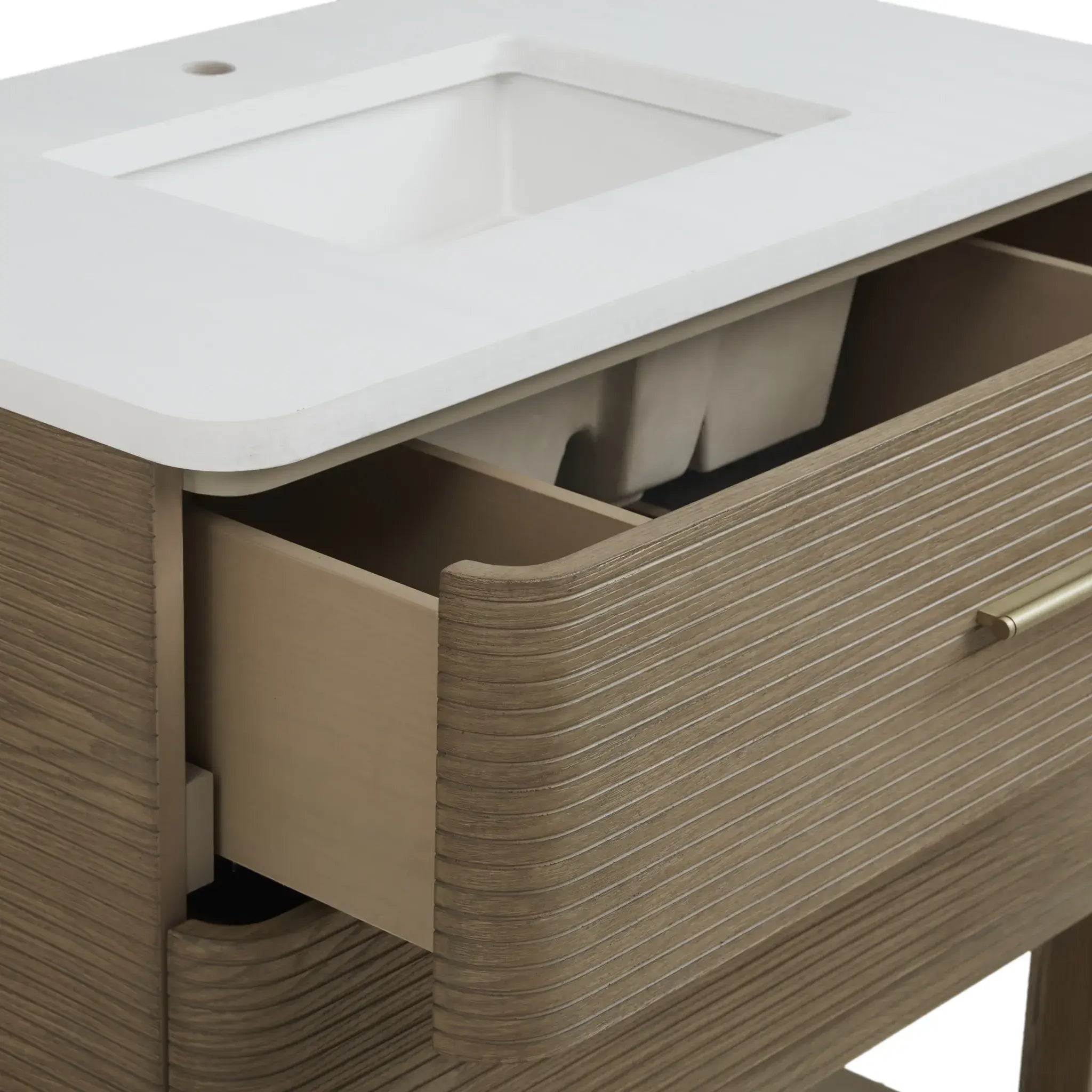 36" Lucian Single Vanity in Pebble Oak-White Zeus Silestone-Single Hole image 7