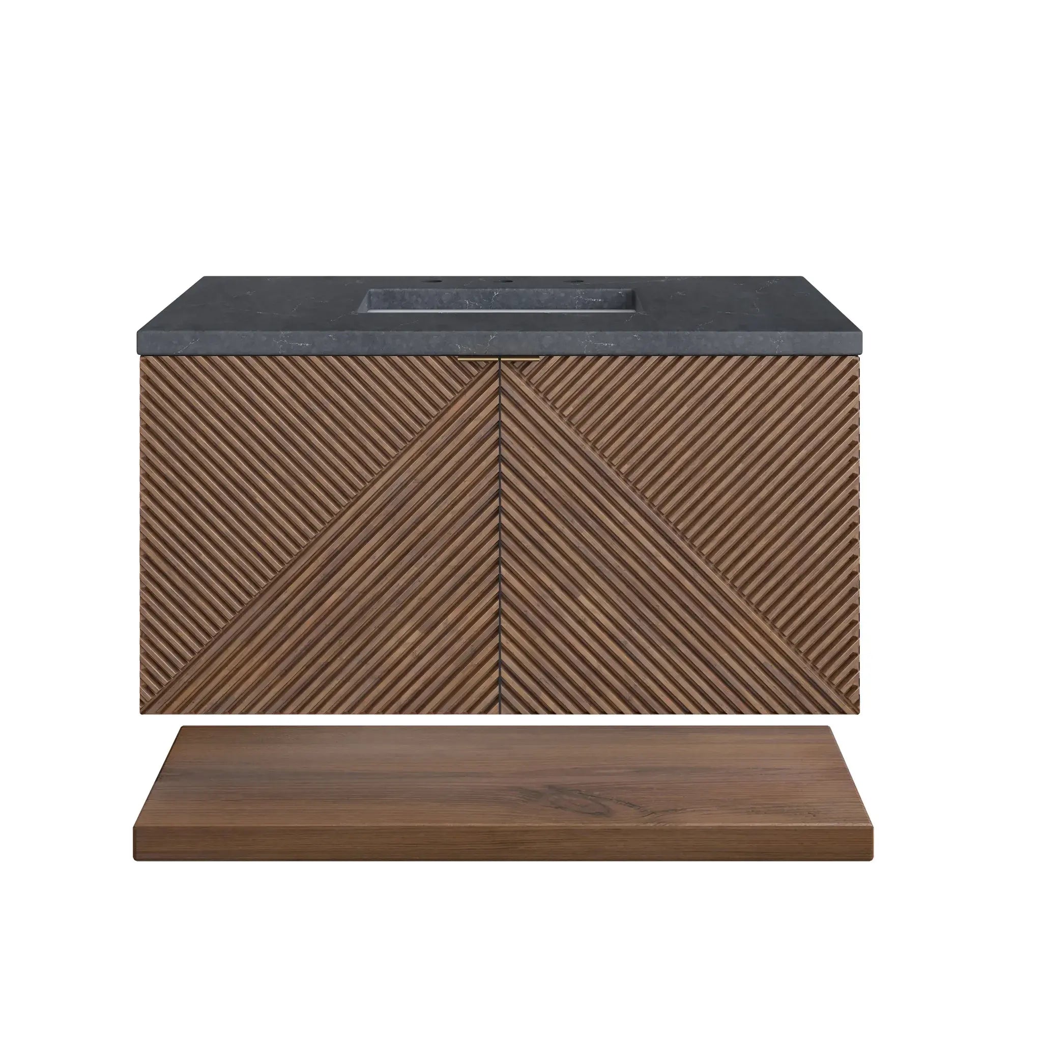 36" Marcello Single Vanity in Chestnut-Charcoal Soapstone Silestone-8" Widespread image