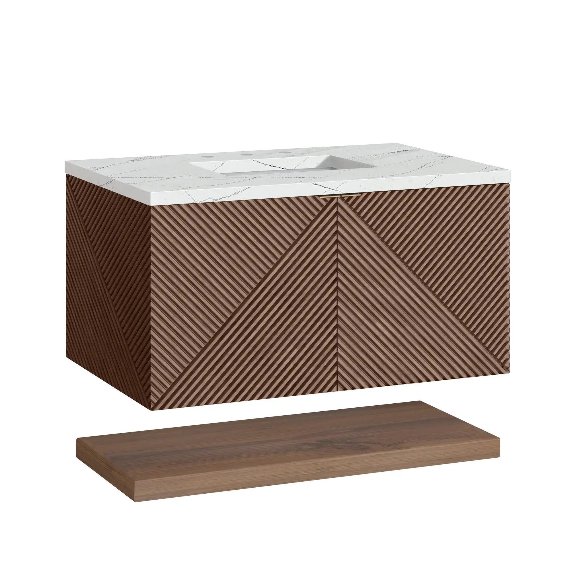 36" Marcello Single Vanity in Chestnut-Ethereal Noctis Silestone-8" Widespread image 5