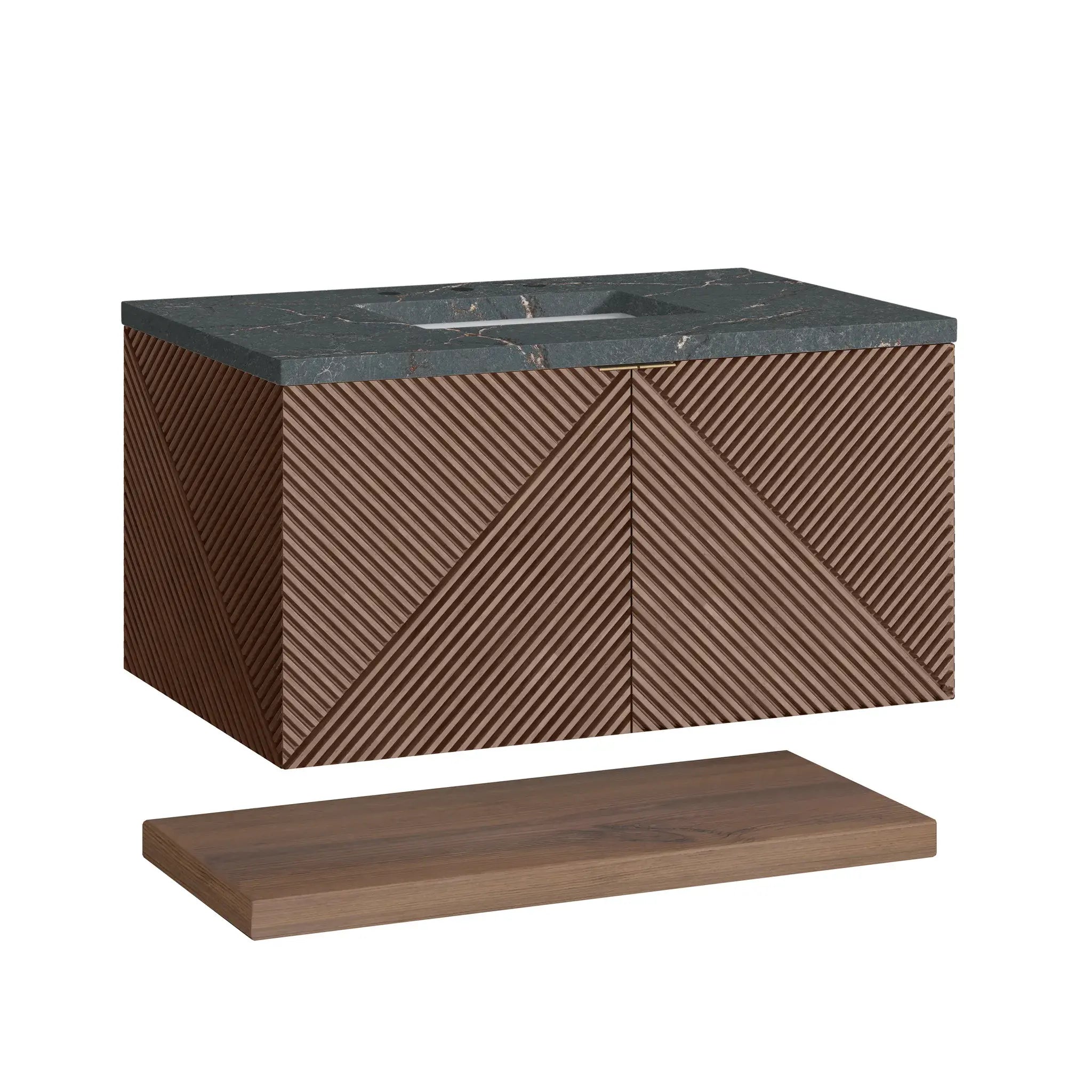 36" Marcello Single Vanity in Chestnut-Parisien Bleu Silestone-8" Widespread image 4