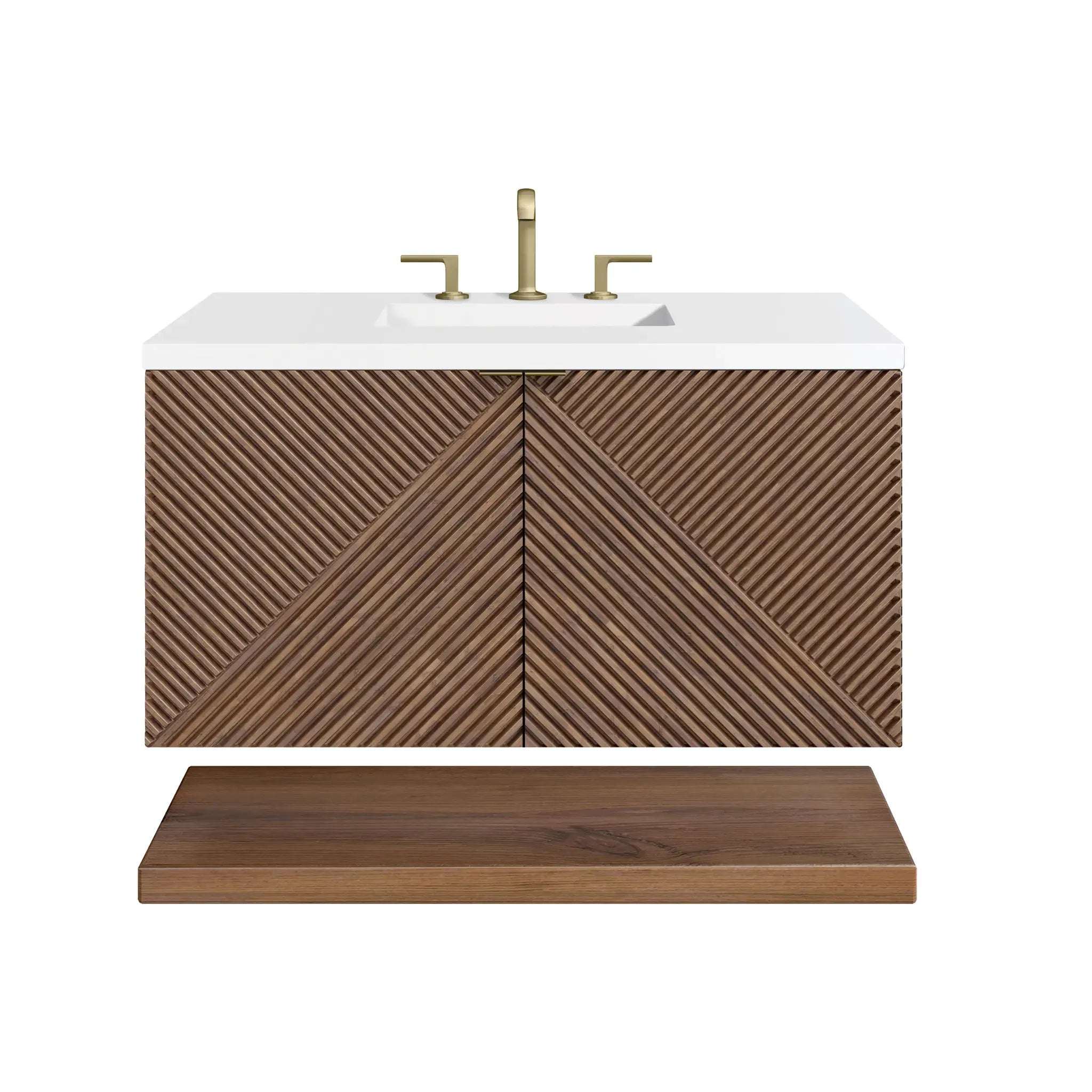 36" Marcello Single Vanity in Chestnut-White Zeus Silestone-8" Widespread image 1