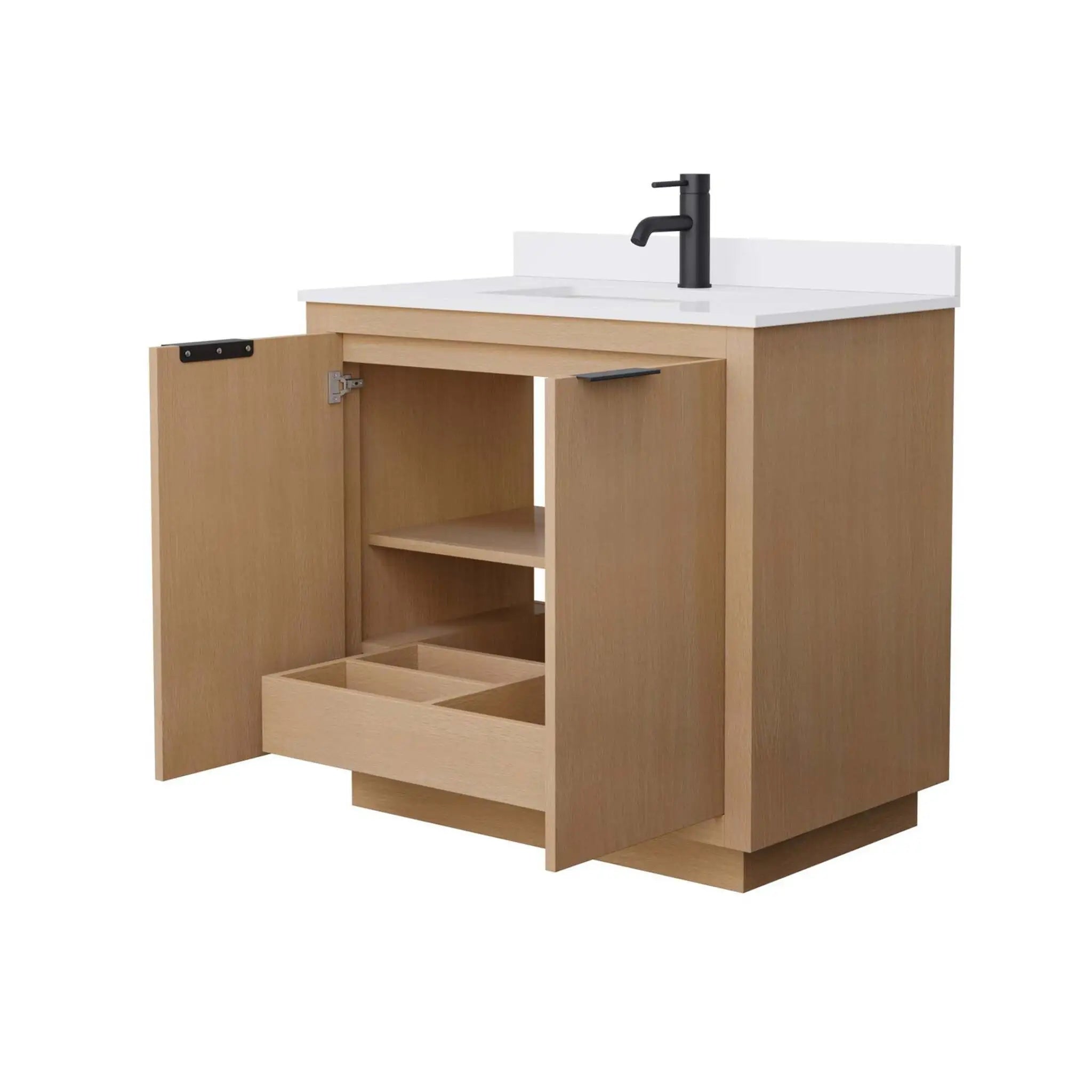 36" Maroni Single Bathroom Vanity in Light Straw with Matte Black Trim by Wyndham