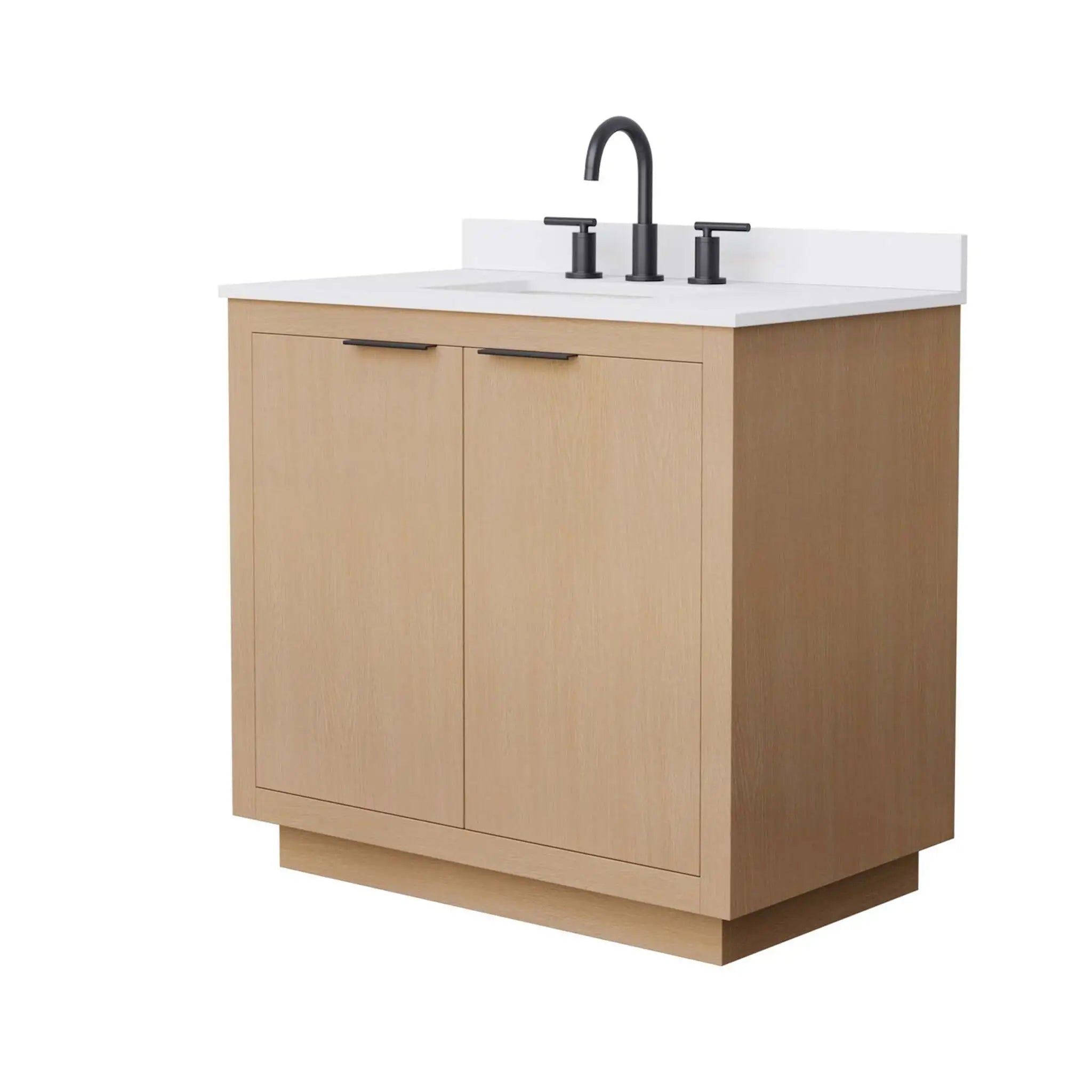36" Maroni Single Bathroom Vanity in Light Straw with Matte Black Trim by Wyndham