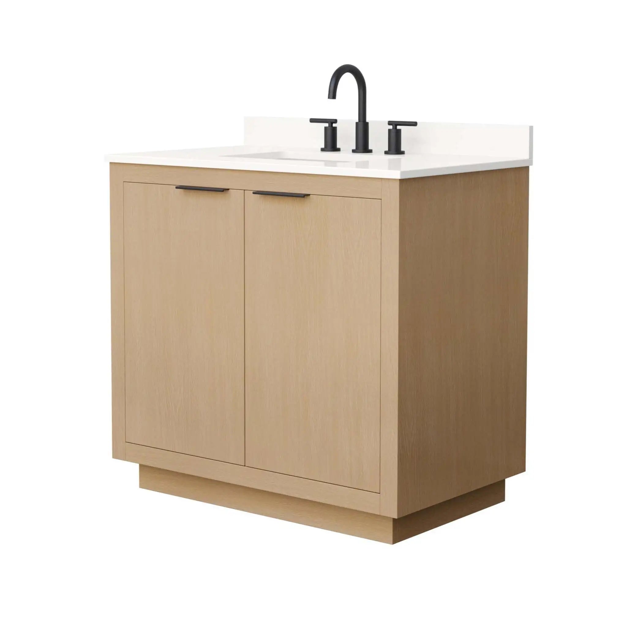 36" Maroni Single Bathroom Vanity in Light Straw with Matte Black Trim by Wyndham