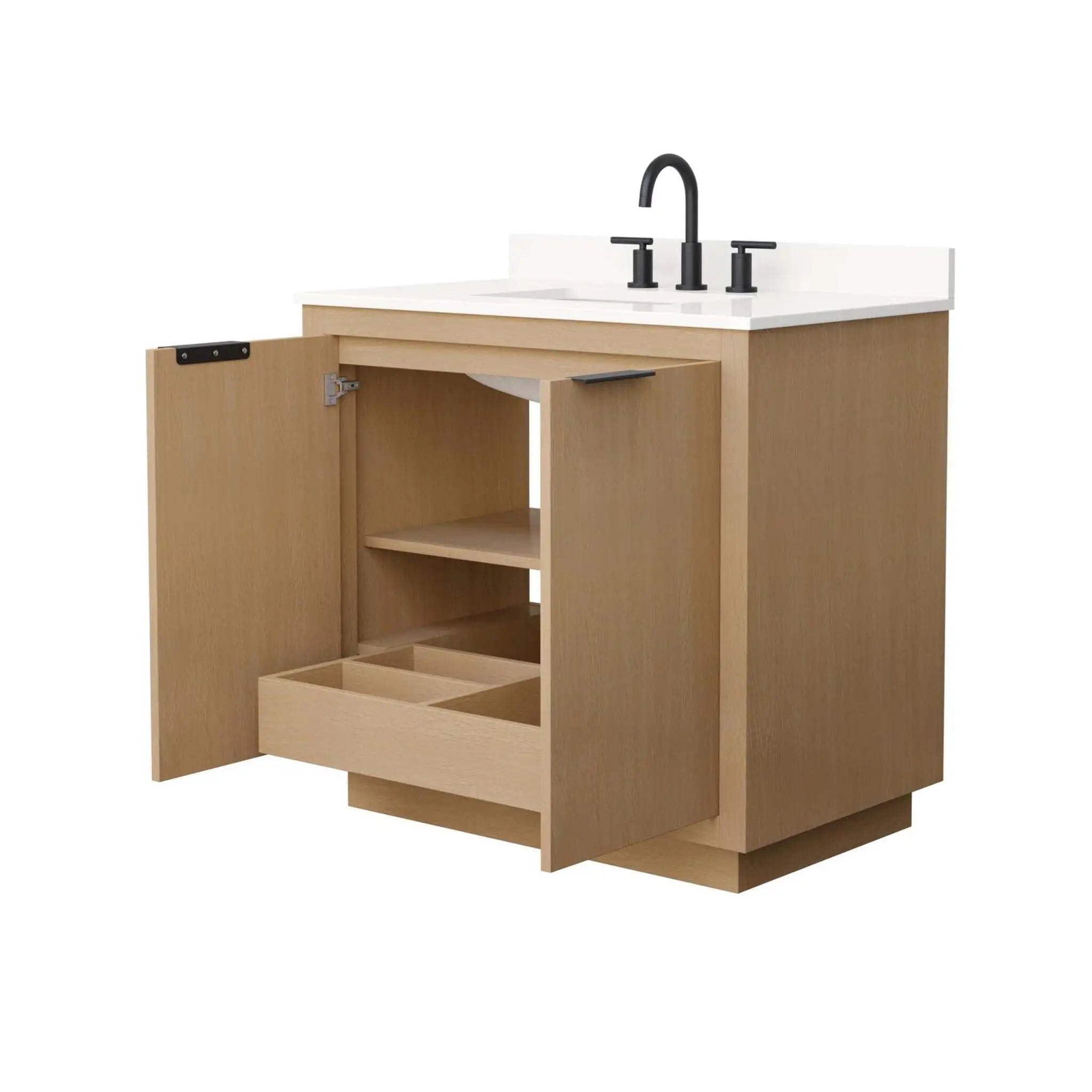 36" Maroni Single Bathroom Vanity in Light Straw with Matte Black Trim by Wyndham