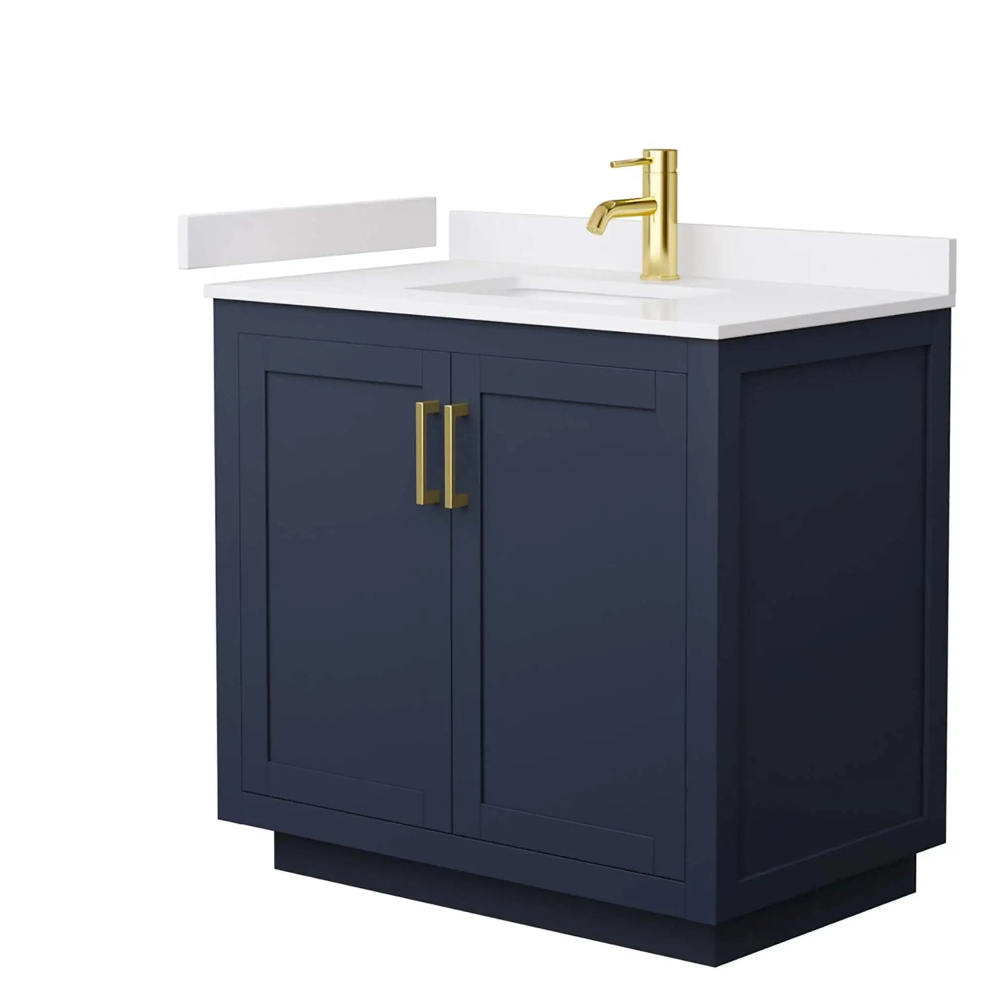 36" Miranda Single Bathroom Vanity in Dark Blue with Brushed Gold Trim by Wyndham