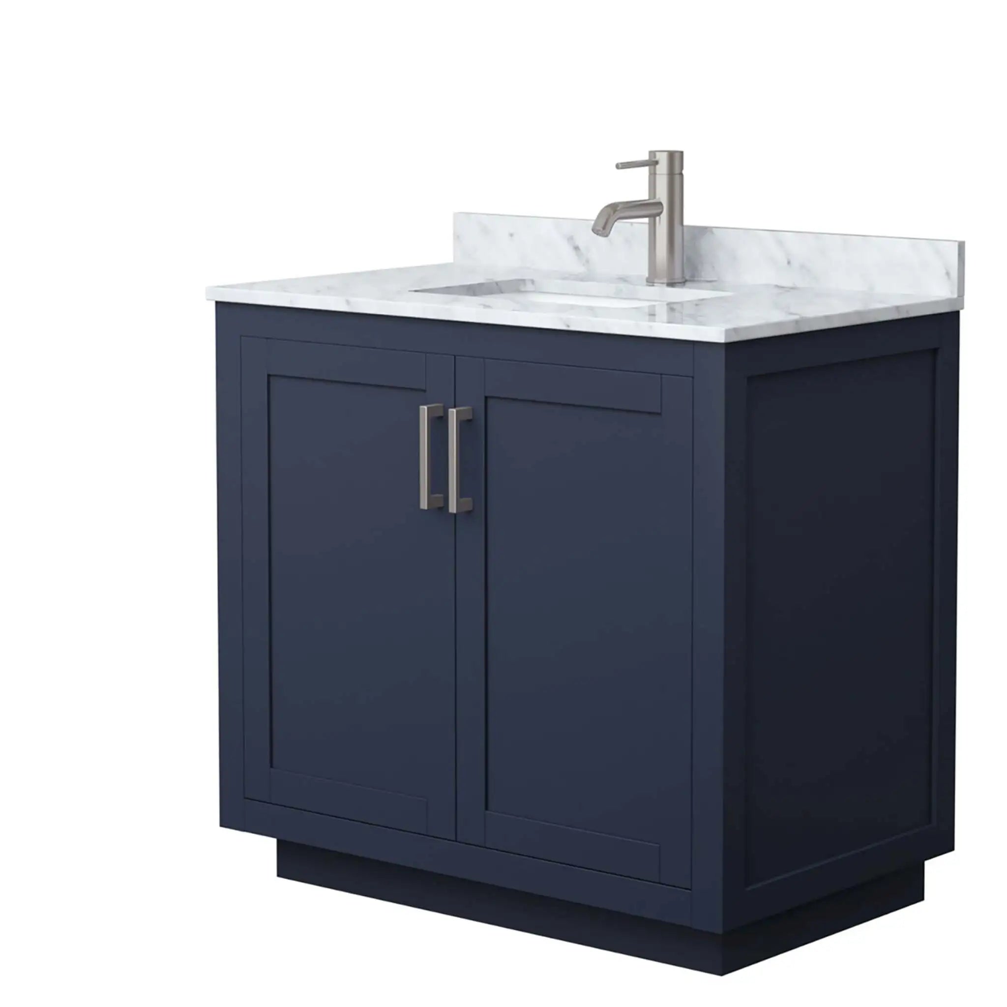 36" Miranda Single Bathroom Vanity in Dark Blue with Brushed Nickel Trim by Wyndham