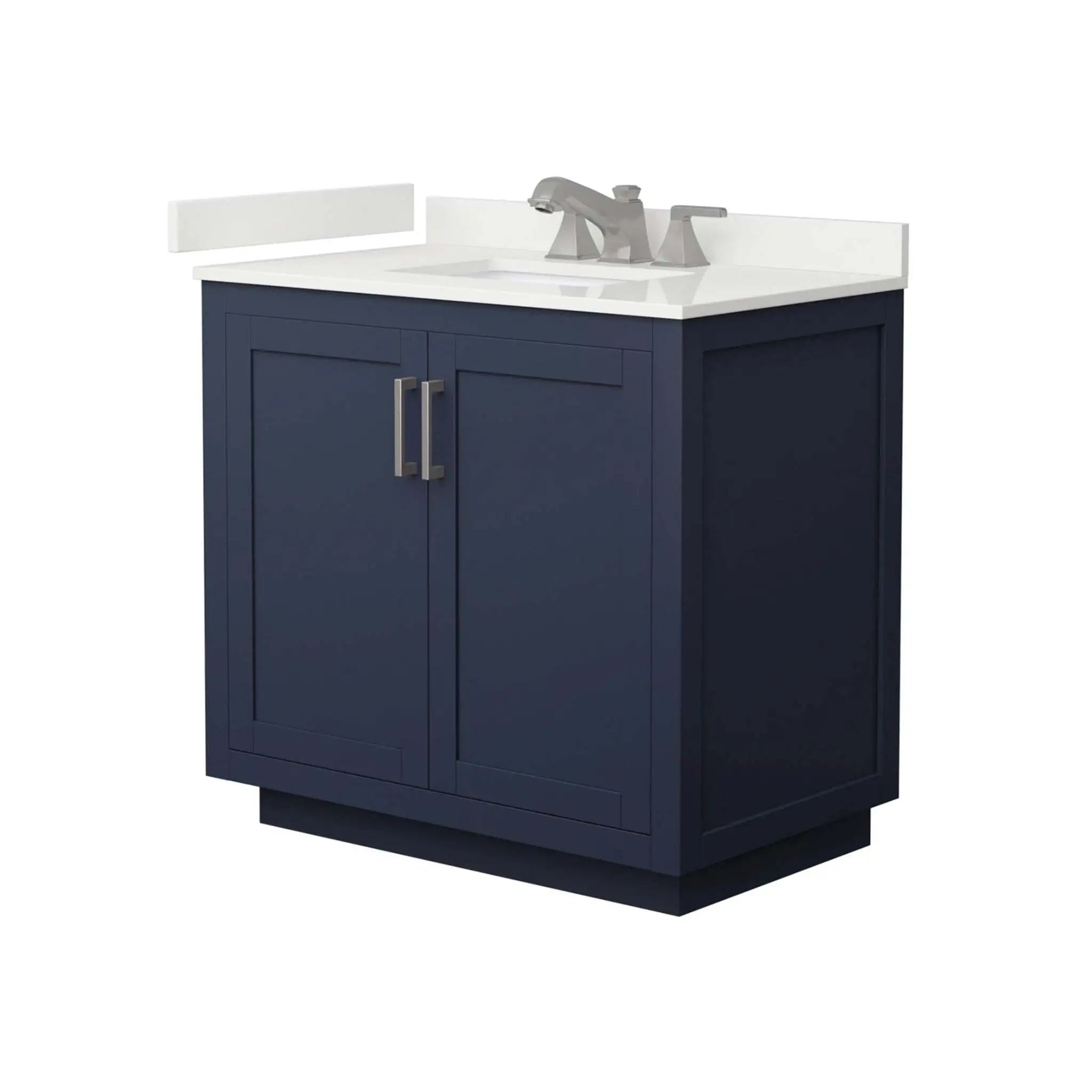 36" Miranda Single Bathroom Vanity in Dark Blue with Brushed Nickel Trim by Wyndham