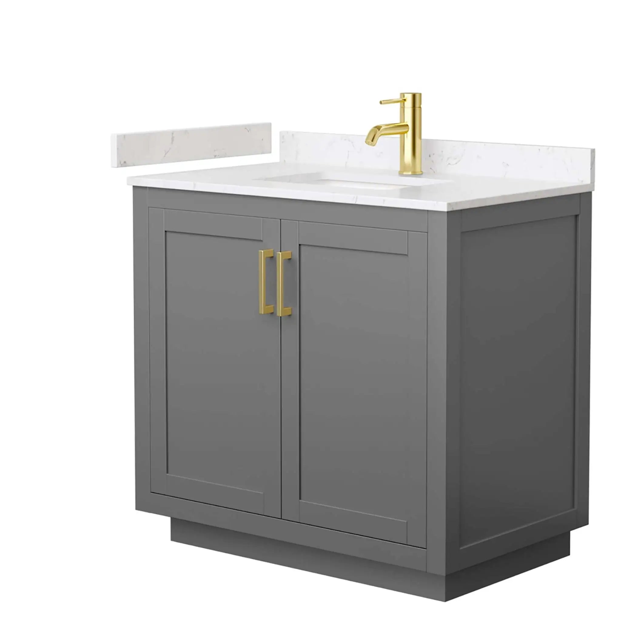 36" Miranda Single Bathroom Vanity in Dark Gray with Brushed Gold Trim by Wyndham