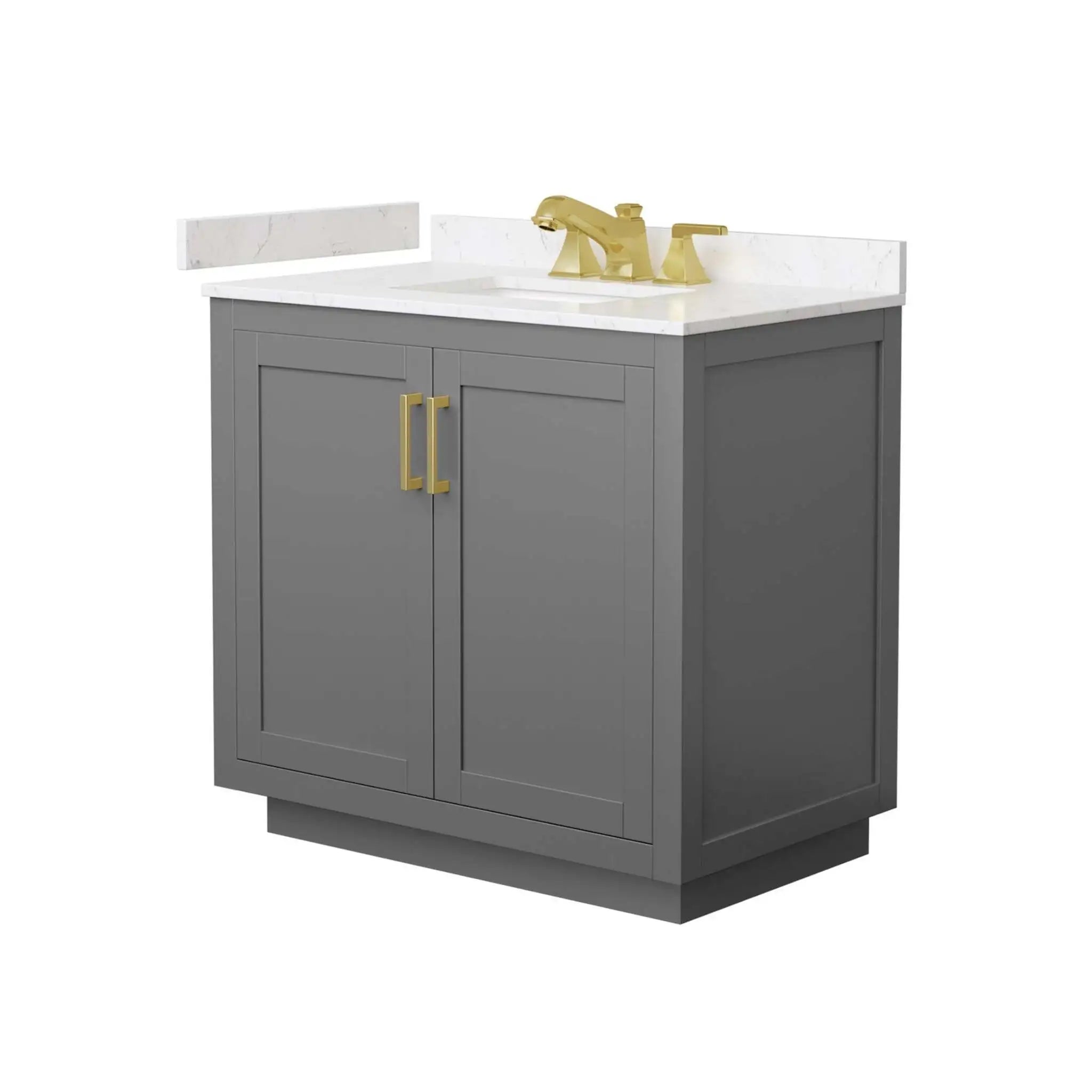 36" Miranda Single Bathroom Vanity in Dark Gray with Brushed Gold Trim by Wyndham