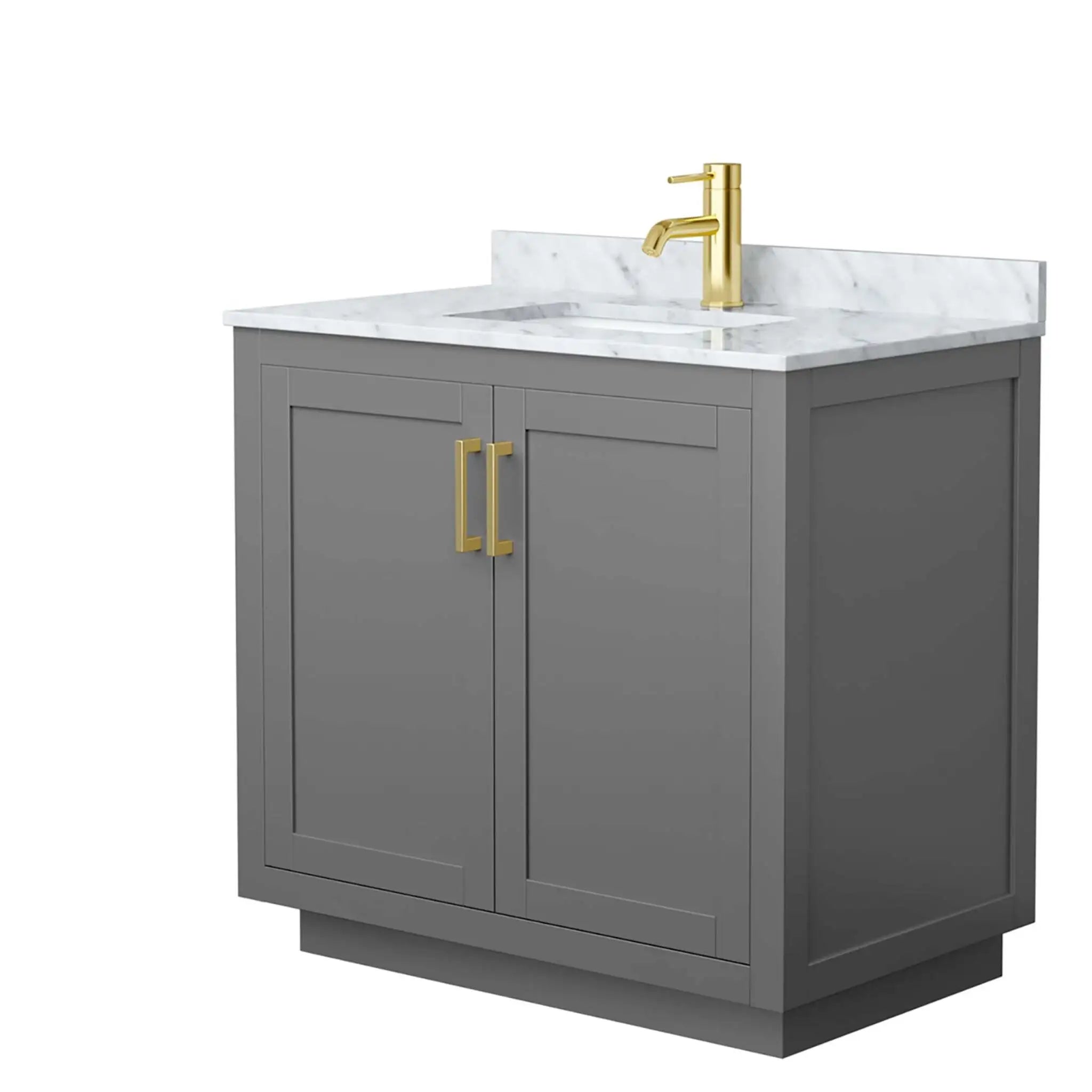 36" Miranda Single Bathroom Vanity in Dark Gray with Brushed Gold Trim by Wyndham