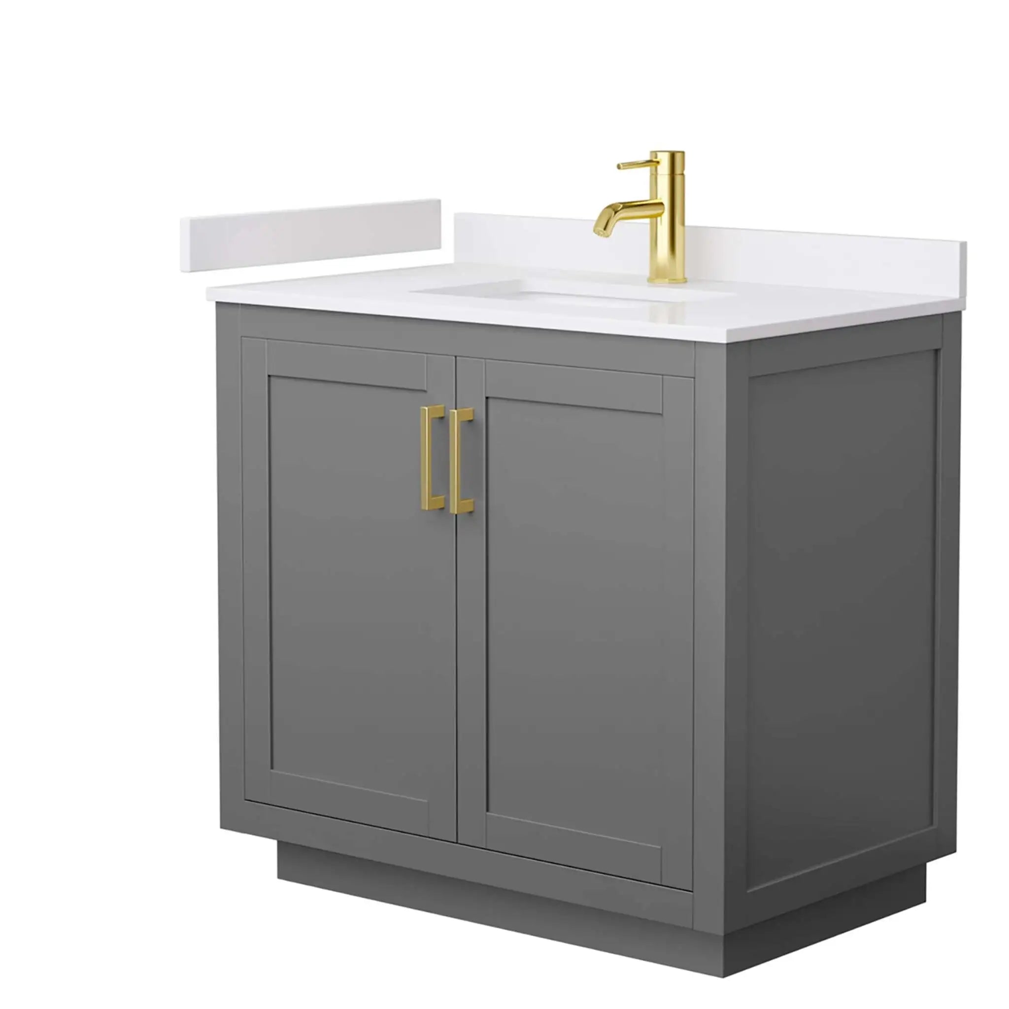 36" Miranda Single Bathroom Vanity in Dark Gray with Brushed Gold Trim by Wyndham