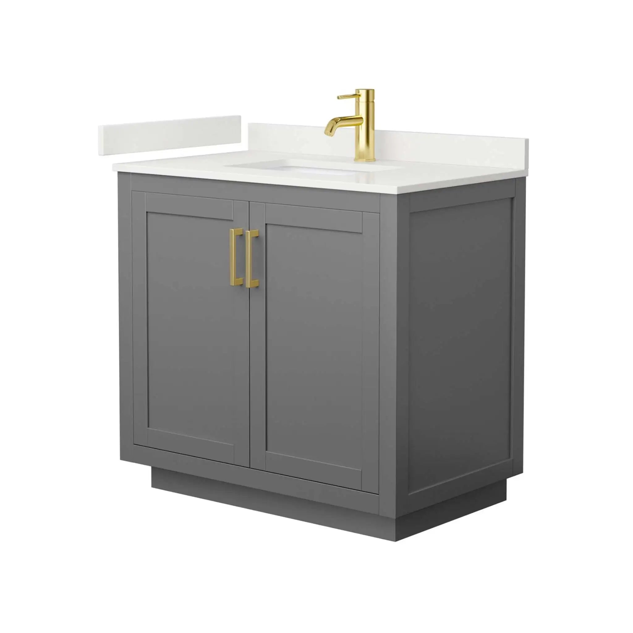 36" Miranda Single Bathroom Vanity in Dark Gray with Brushed Gold Trim by Wyndham