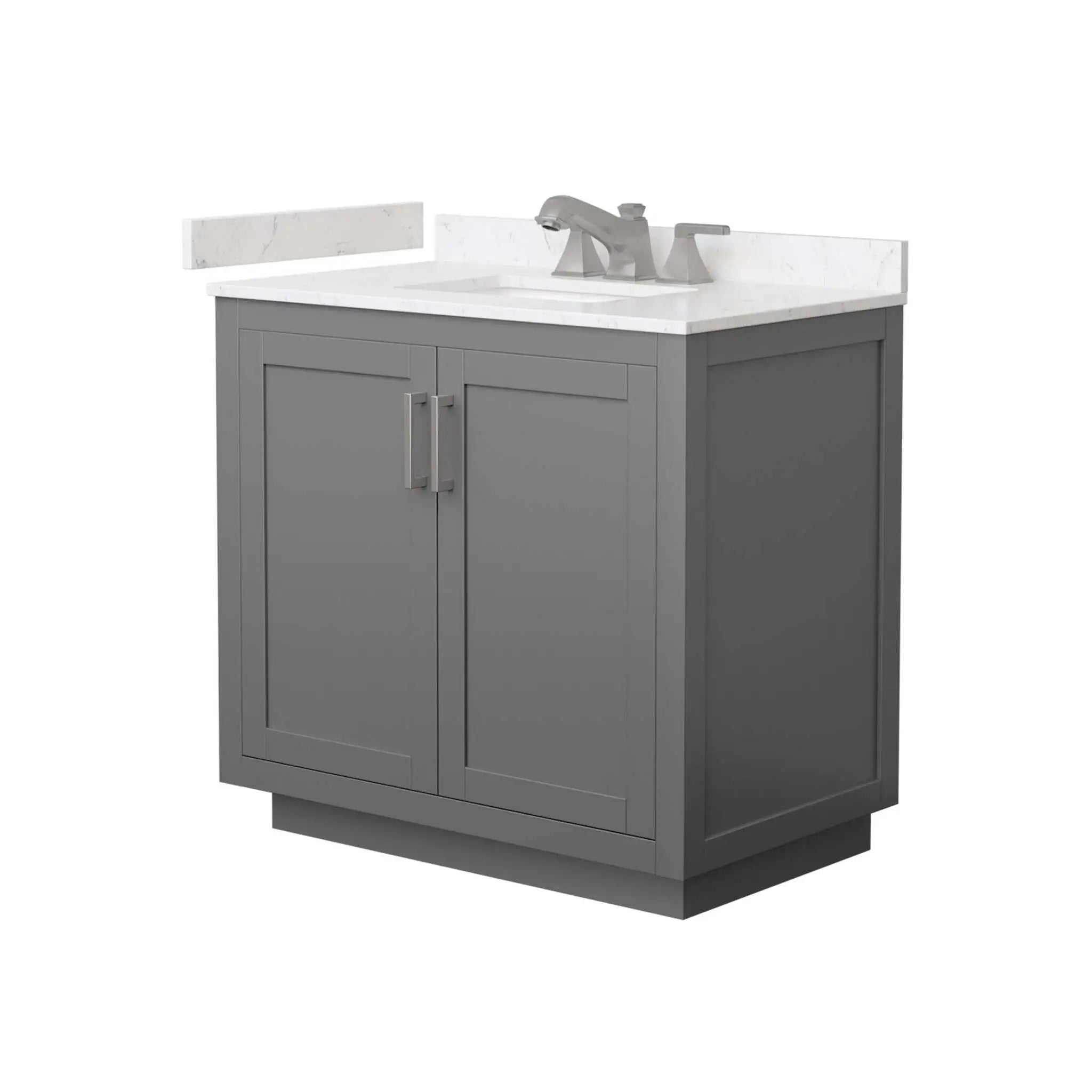 36" Miranda Single Bathroom Vanity in Dark Gray with Brushed Nickel Trim by Wyndham