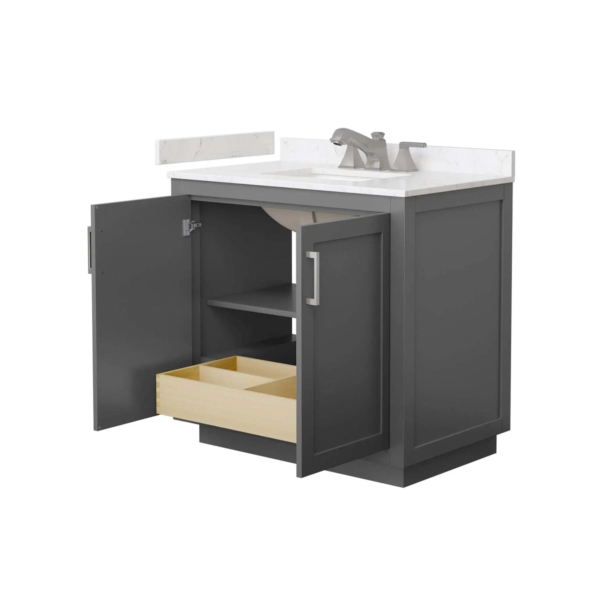 36" Miranda Single Bathroom Vanity in Dark Gray with Brushed Nickel Trim by Wyndham