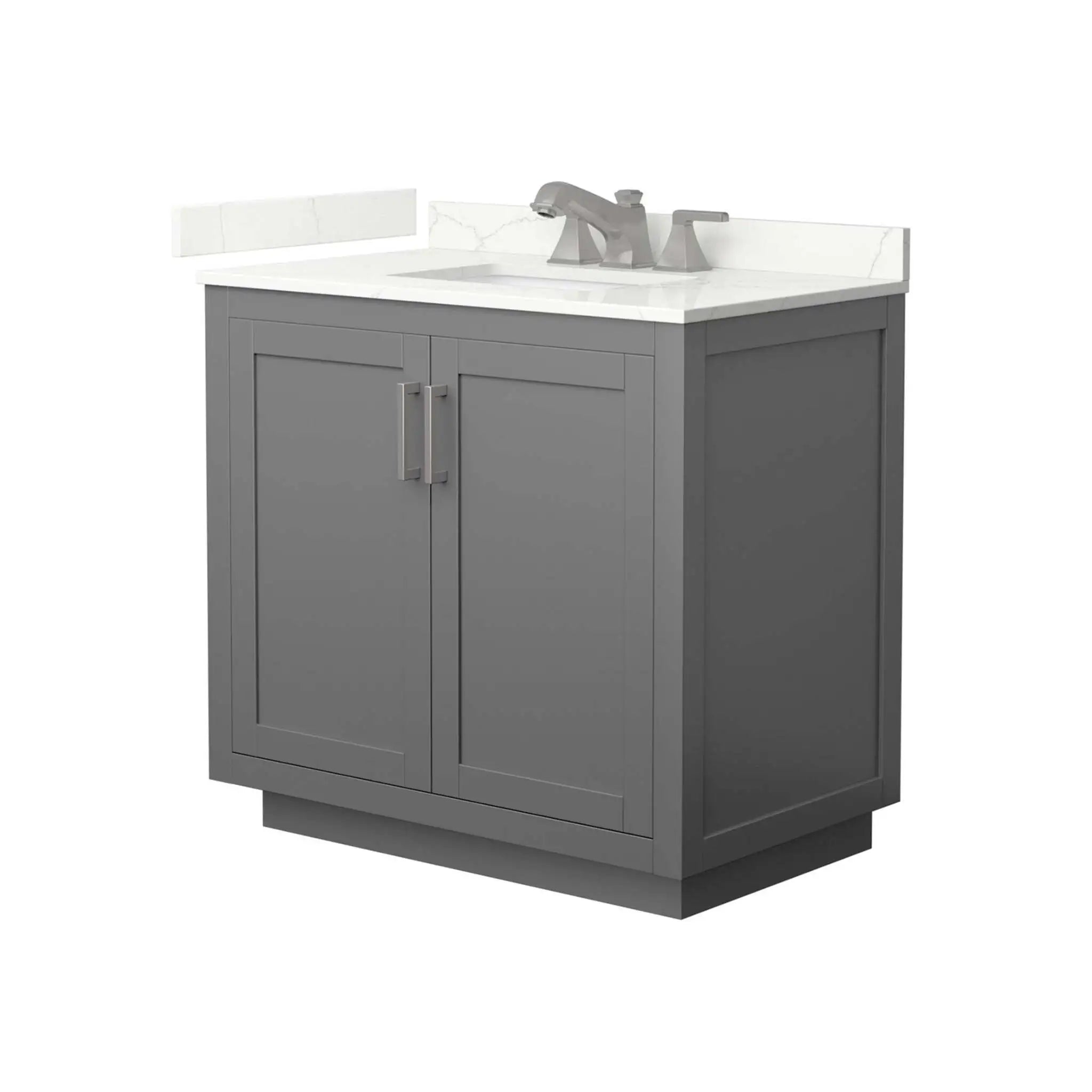 36" Miranda Single Bathroom Vanity in Dark Gray with Brushed Nickel Trim by Wyndham