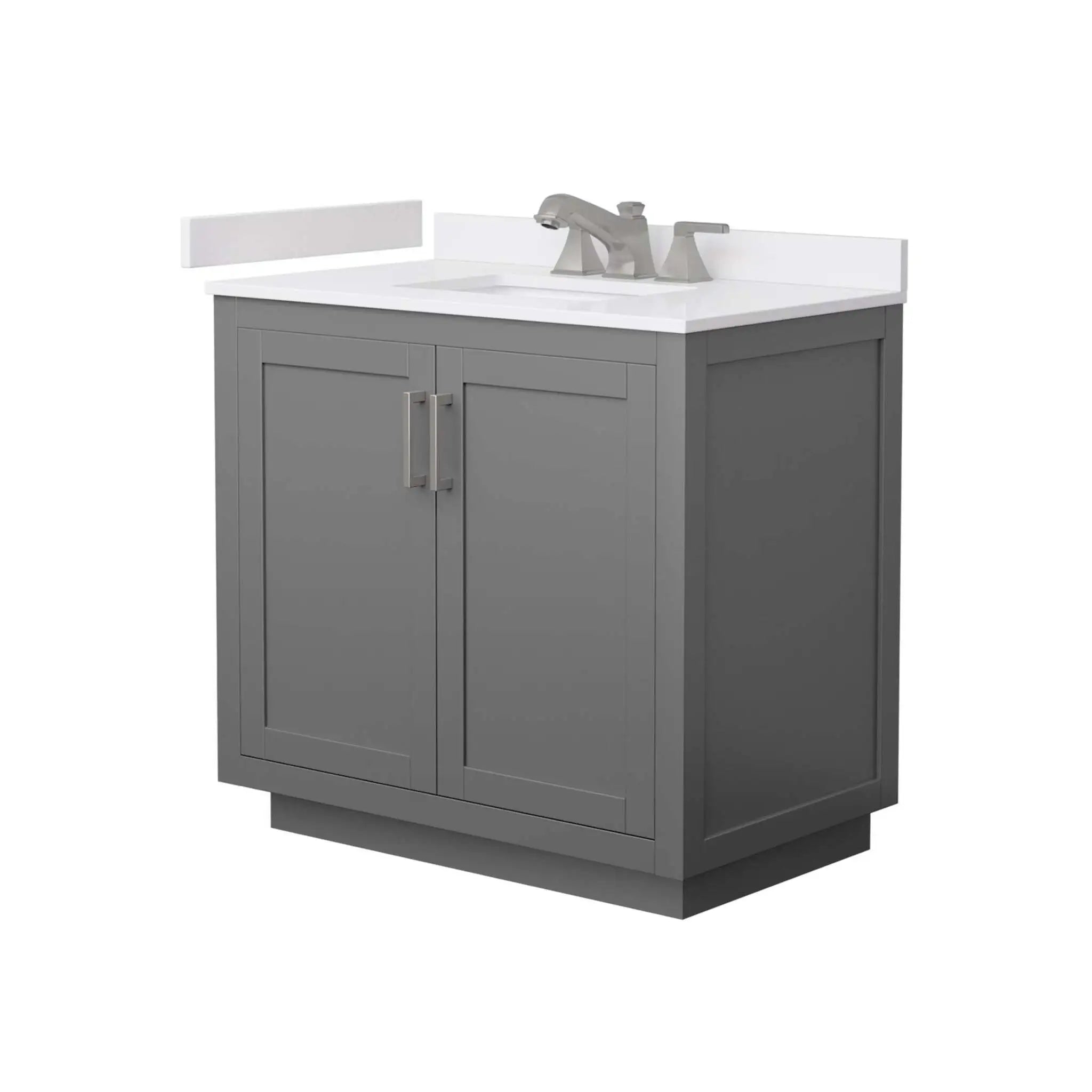 36" Miranda Single Bathroom Vanity in Dark Gray with Brushed Nickel Trim by Wyndham