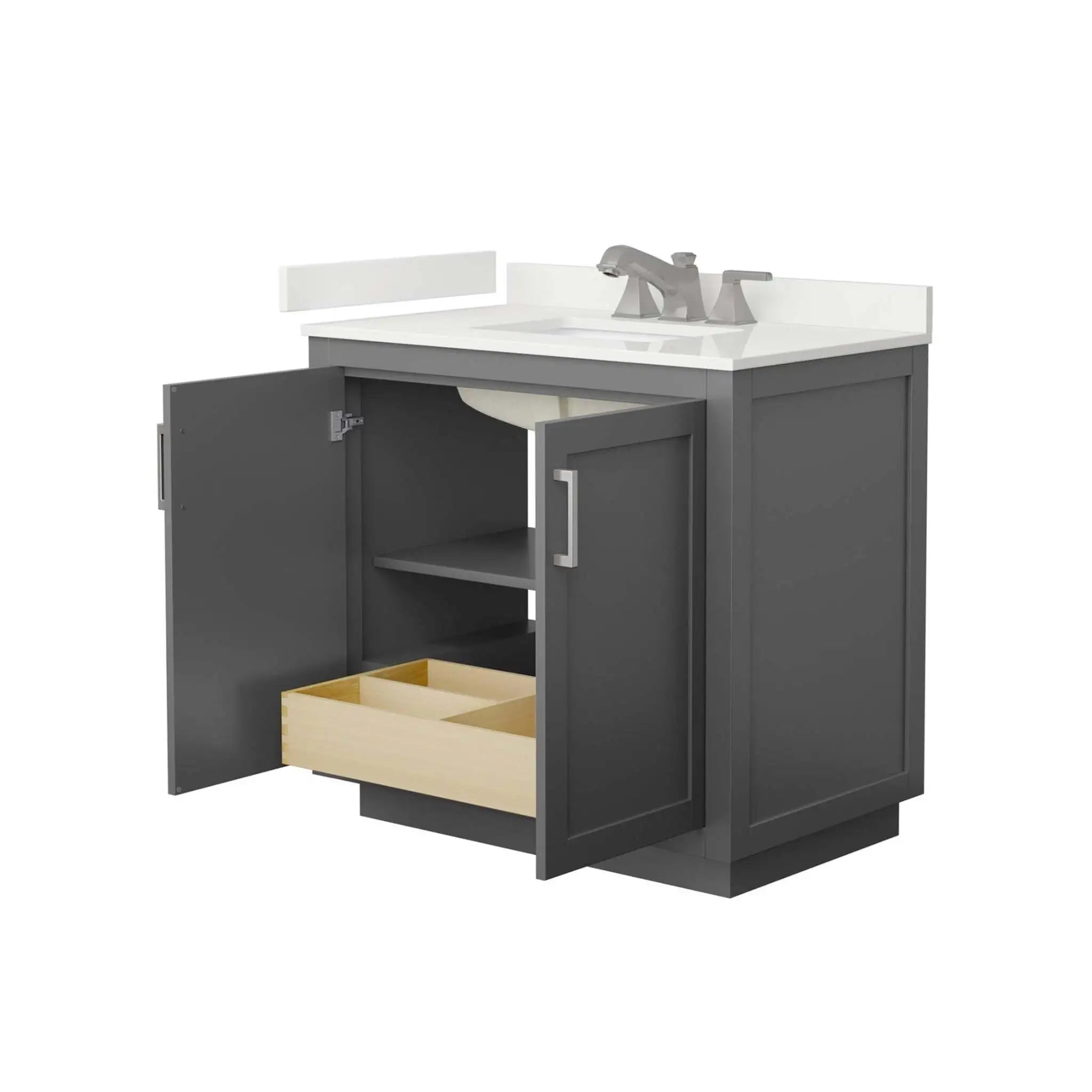 36" Miranda Single Bathroom Vanity in Dark Gray with Brushed Nickel Trim by Wyndham