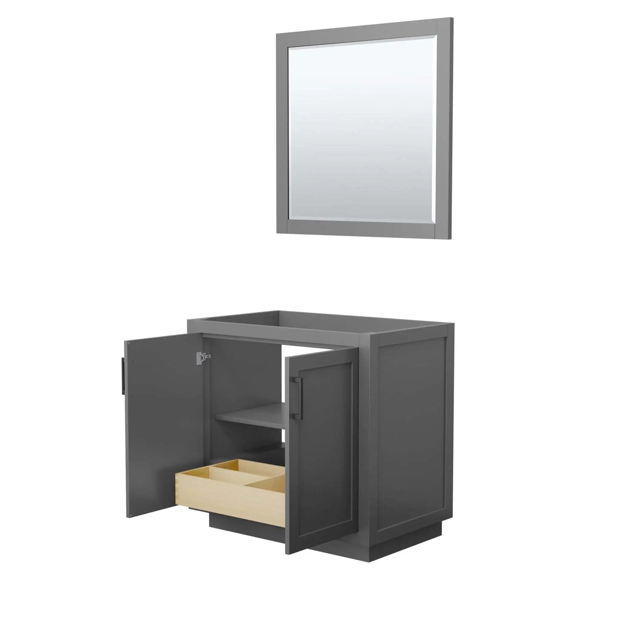 36" Miranda Single Bathroom Vanity in Dark Gray with Matte Black Trim & 34" Mirror by Wyndham
