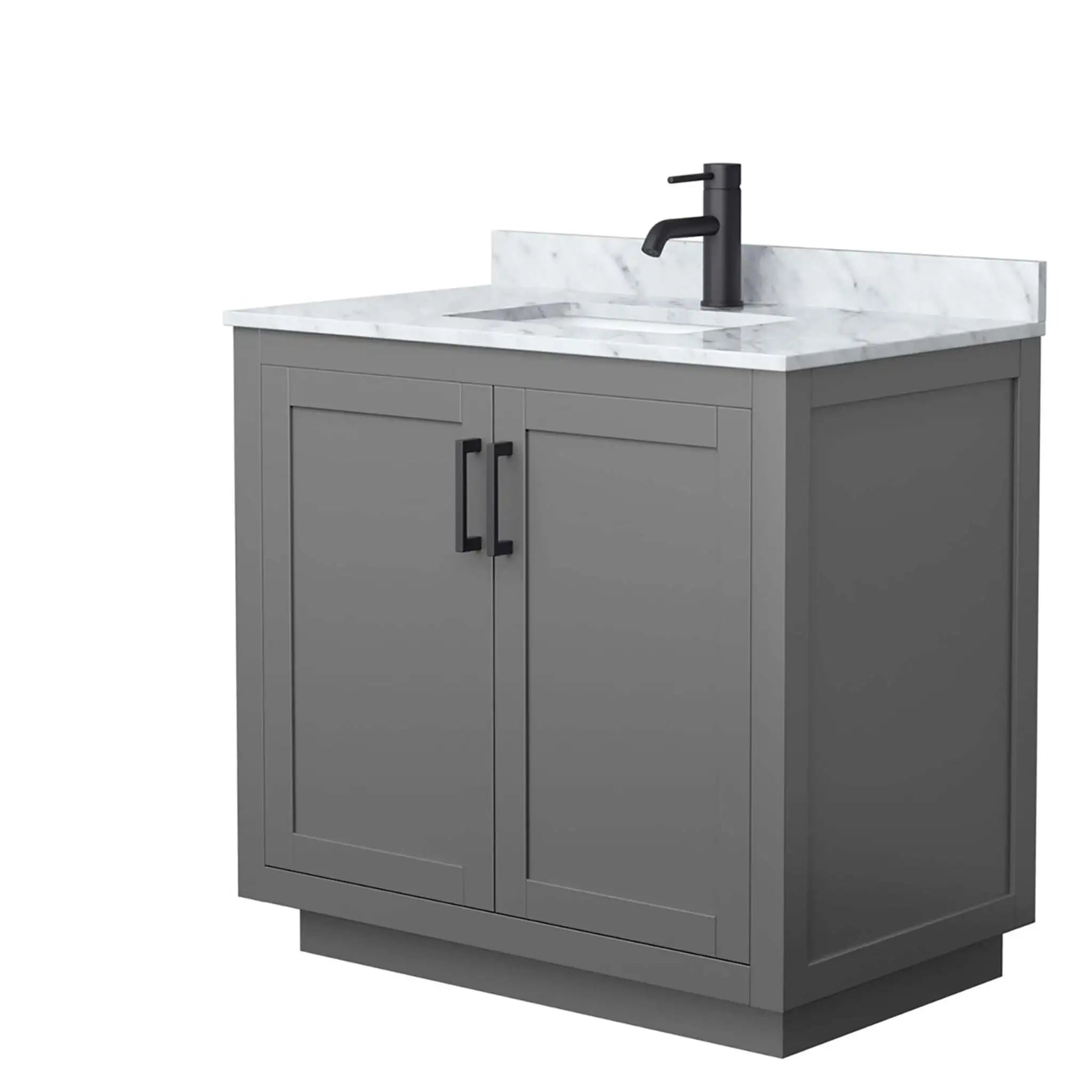 36" Miranda Single Bathroom Vanity in Dark Gray with Matte Black Trim by Wyndham