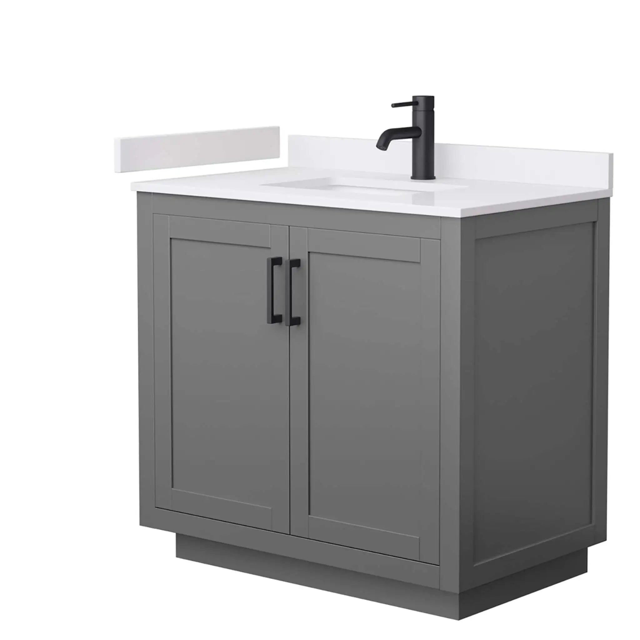 36" Miranda Single Bathroom Vanity in Dark Gray with Matte Black Trim by Wyndham