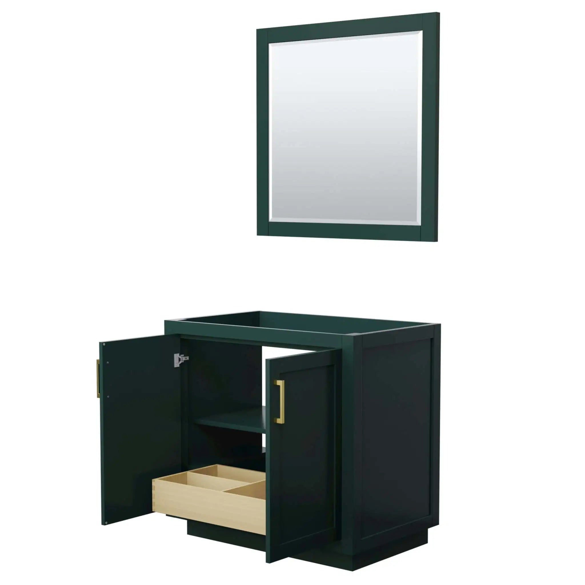 36" Miranda Single Bathroom Vanity in Green with Brushed Gold Trim & 34" Mirror by Wyndham
