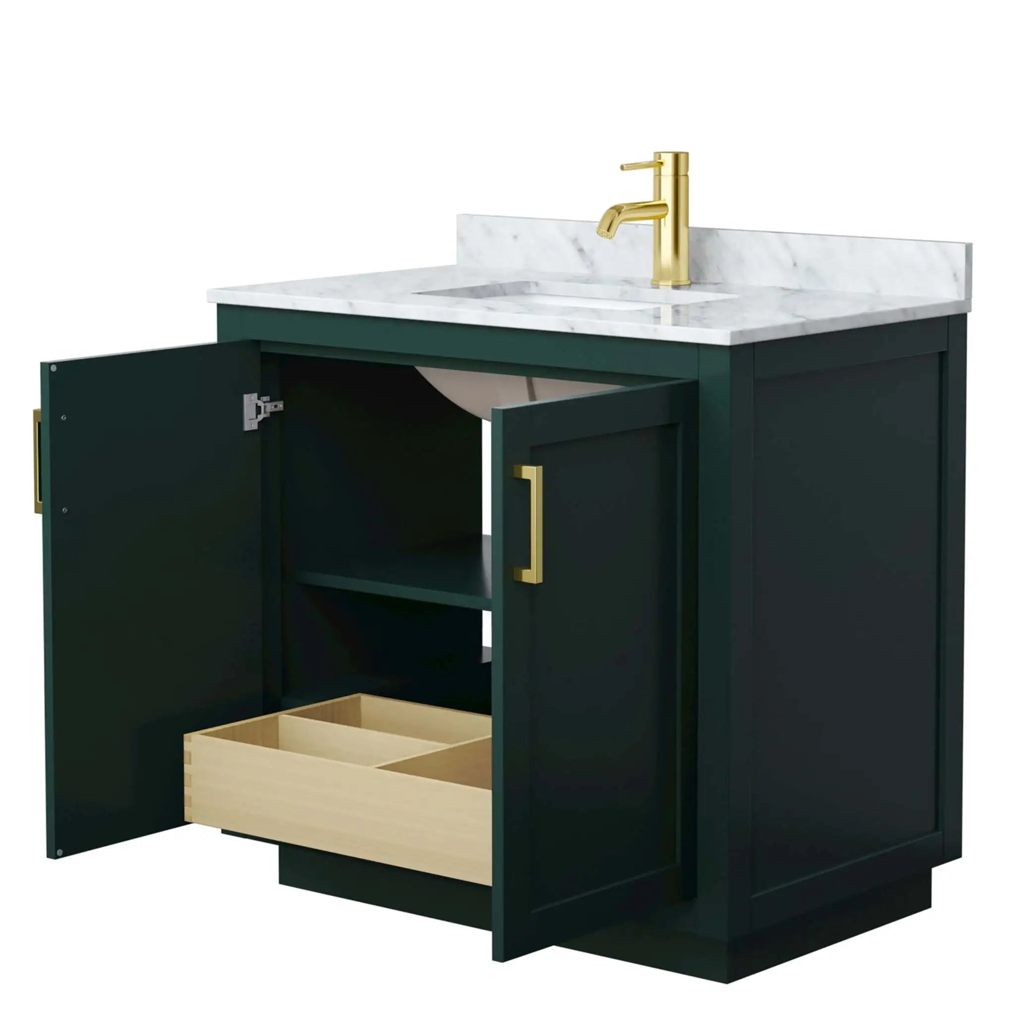 36" Miranda Single Bathroom Vanity in Green with Brushed Gold Trim by Wyndham