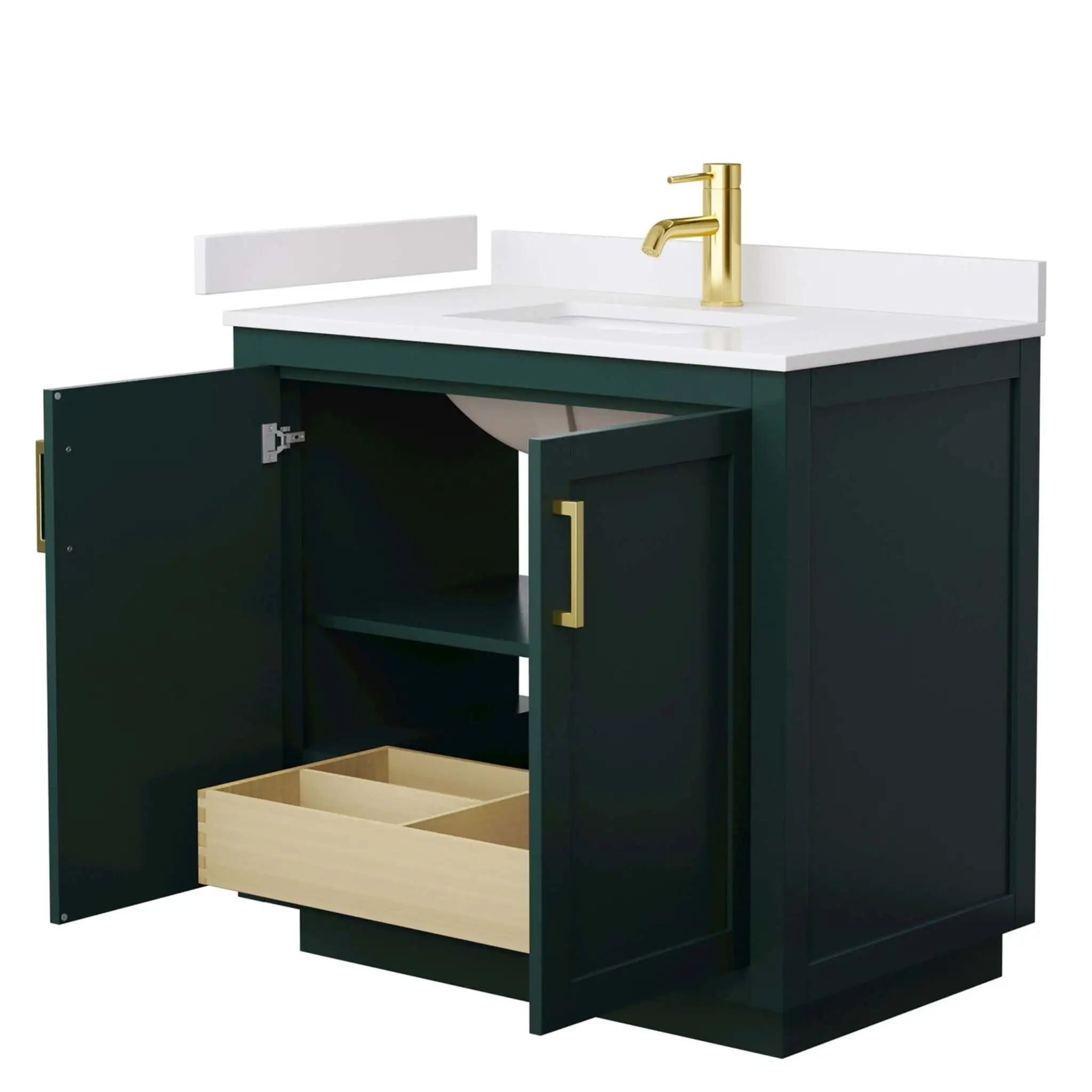 36" Miranda Single Bathroom Vanity in Green with Brushed Gold Trim by Wyndham