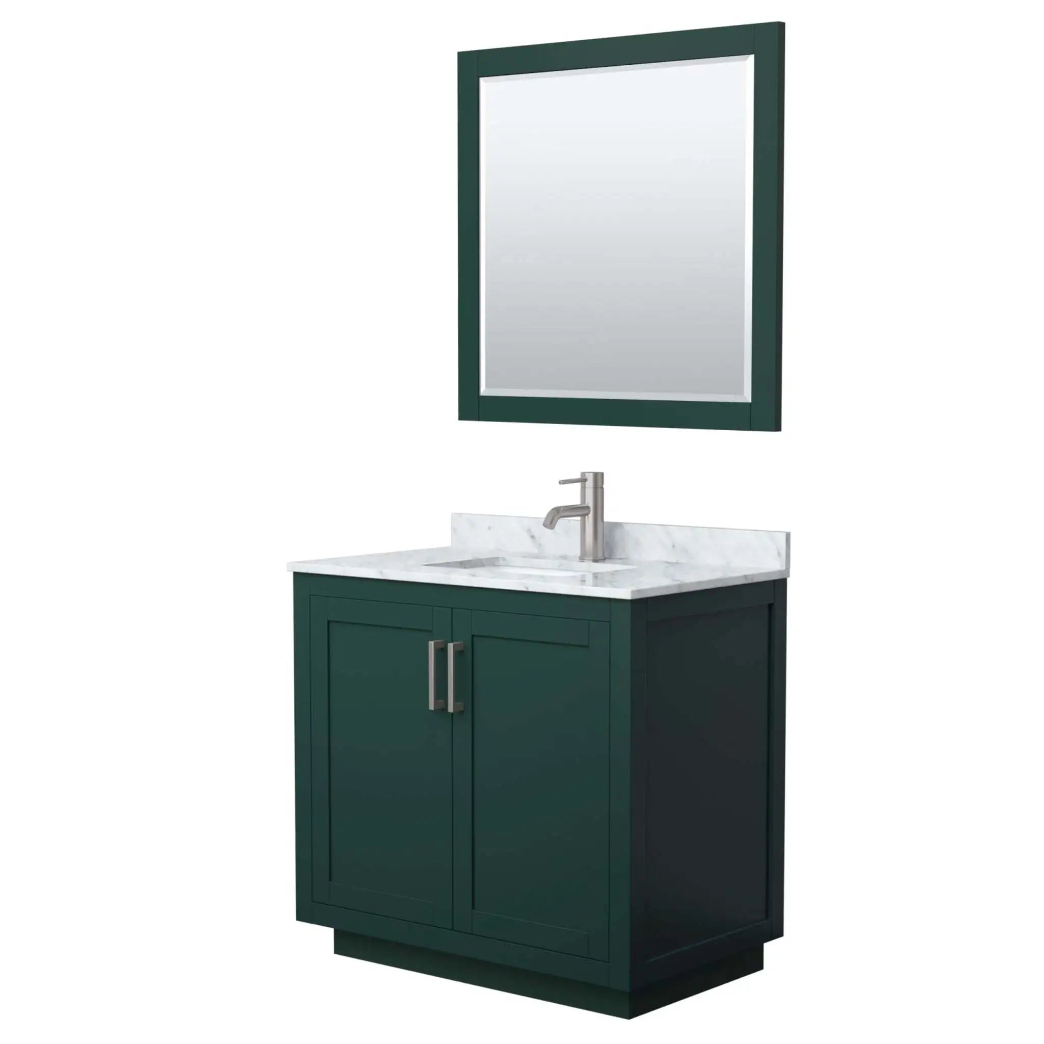 36" Miranda Single Bathroom Vanity in Green with Brushed Nickel Trim & 34" Mirror by Wyndham
