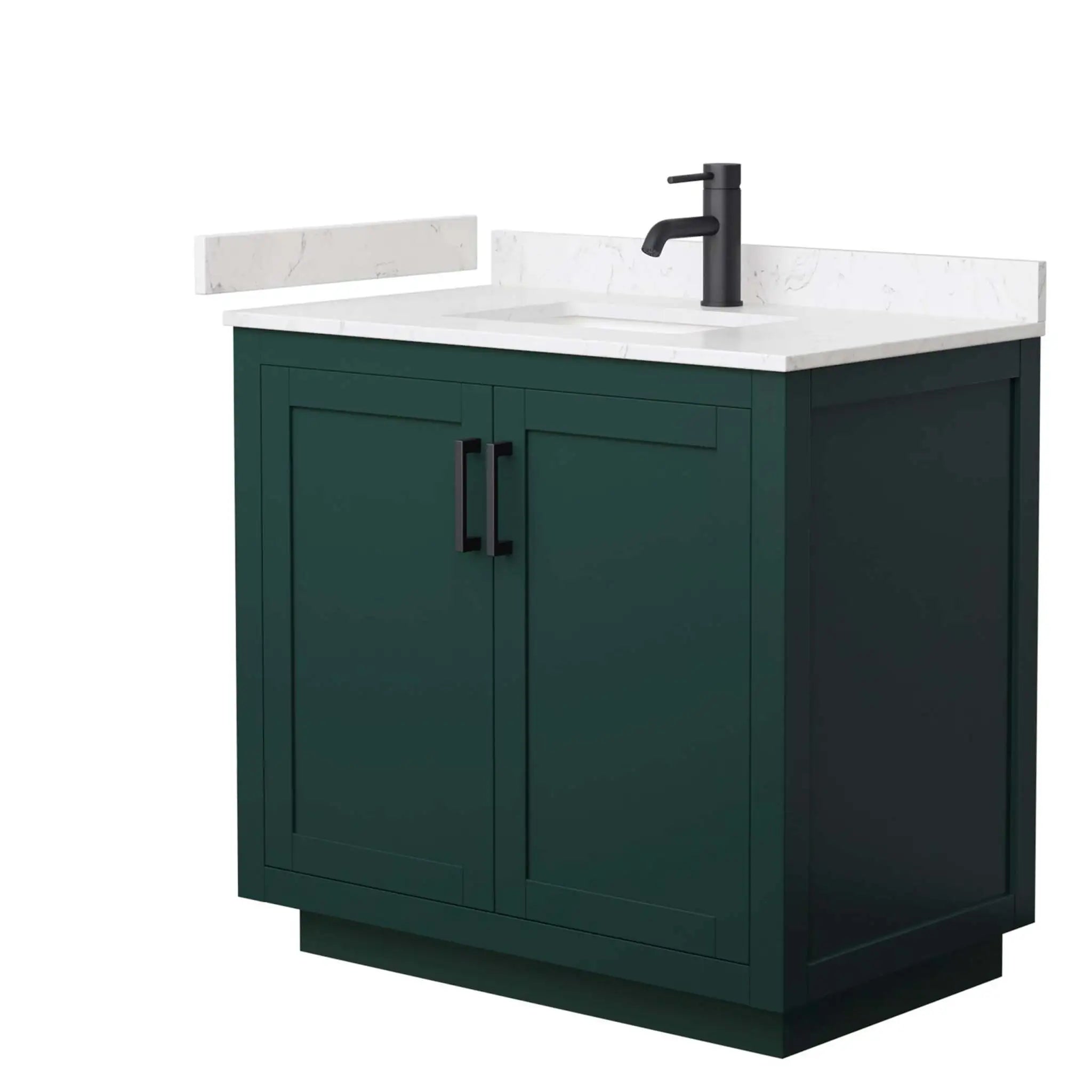 36" Miranda Single Bathroom Vanity in Green with Matte Black Trim by Wyndham